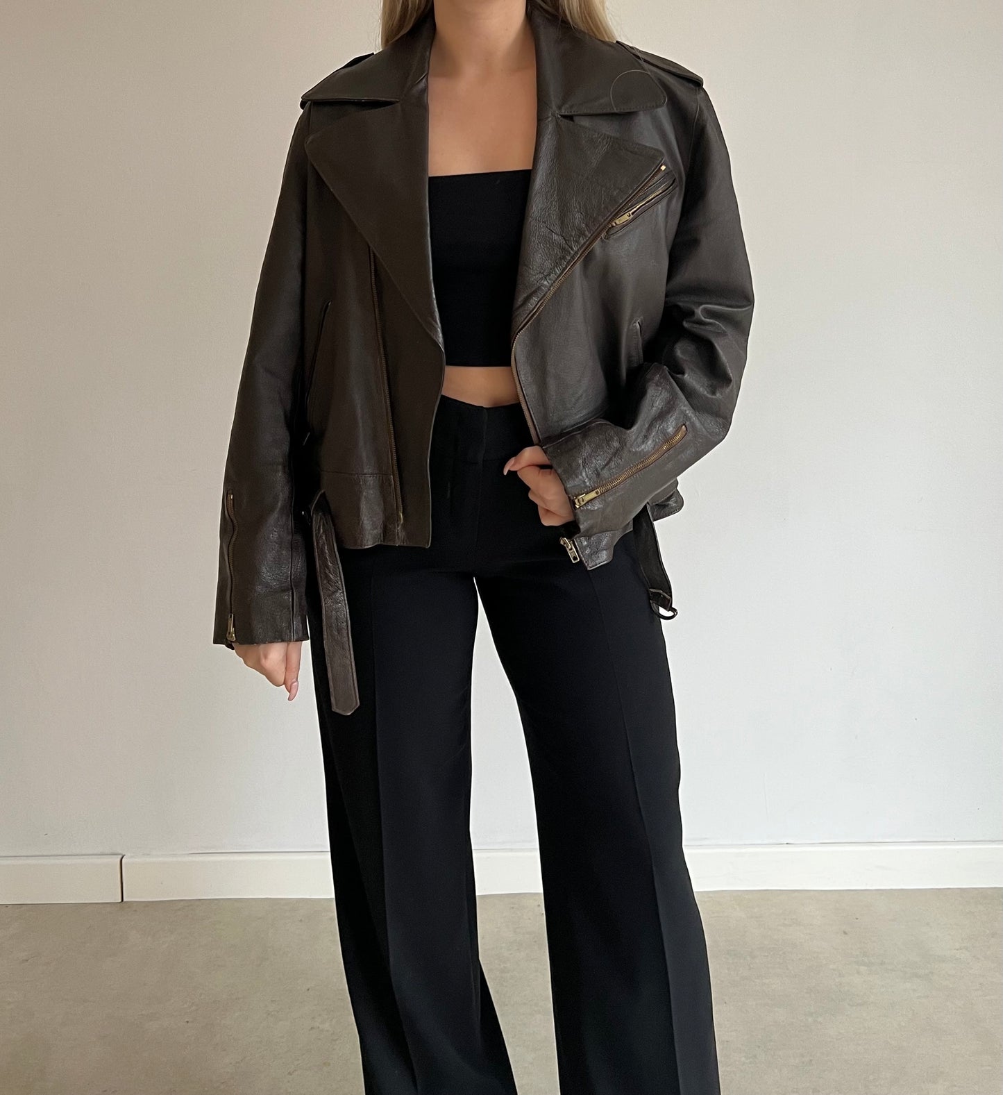 Brown jacket made of genuine leather