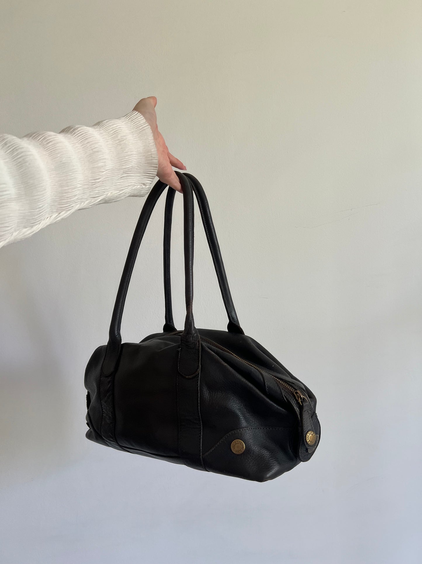 Brown bag made of genuine leather