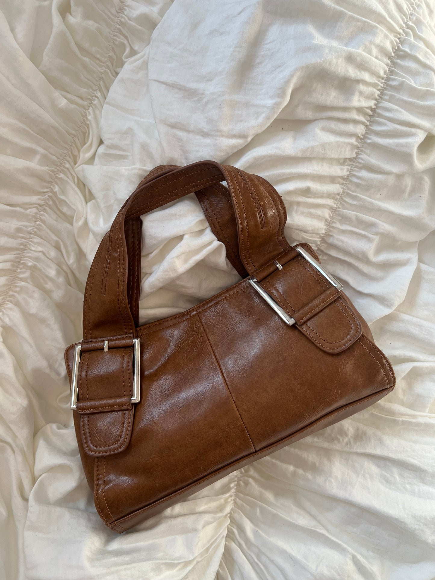 Brown bag made of genuine leather