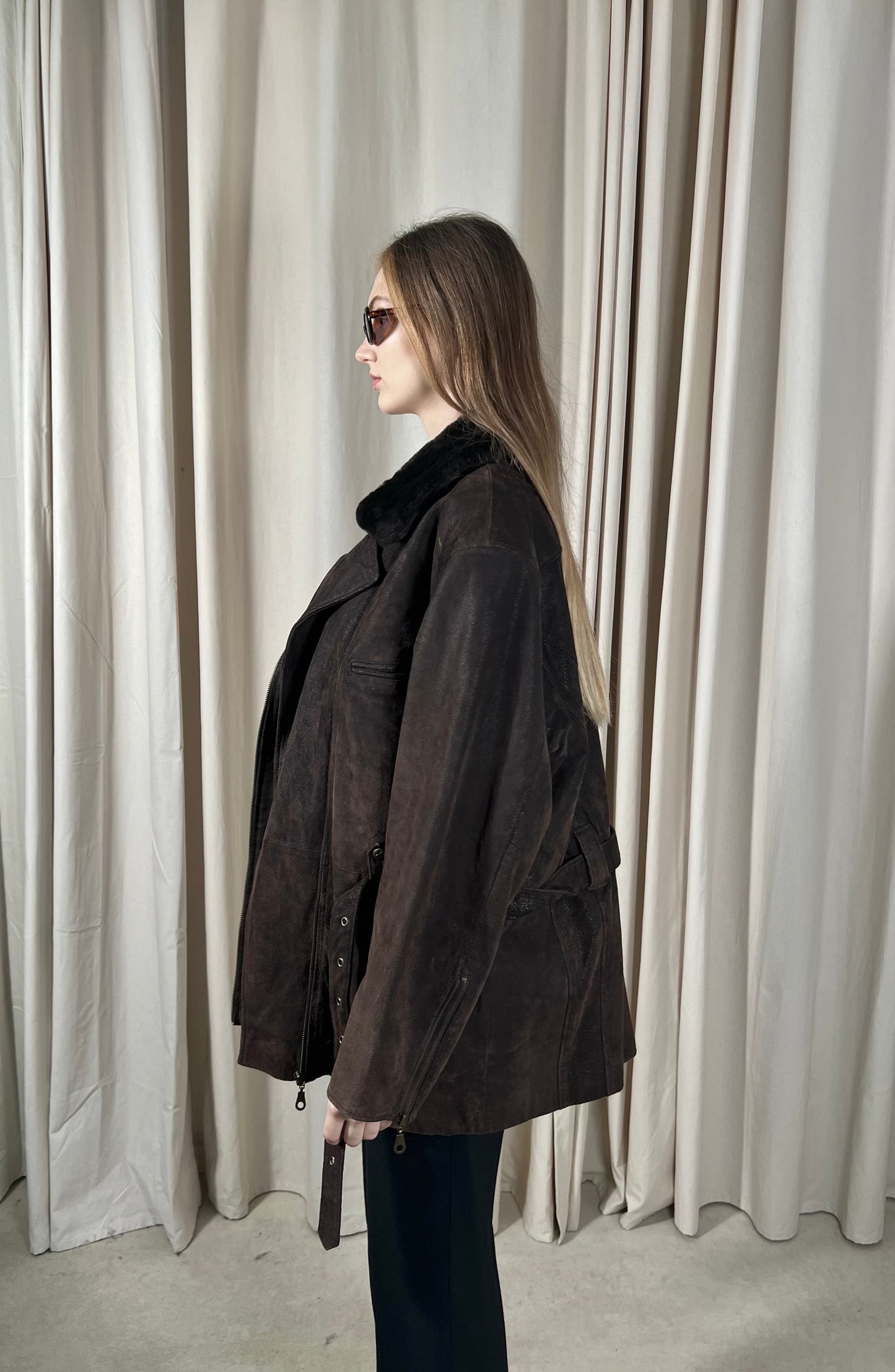 Sheepskin biker jacket