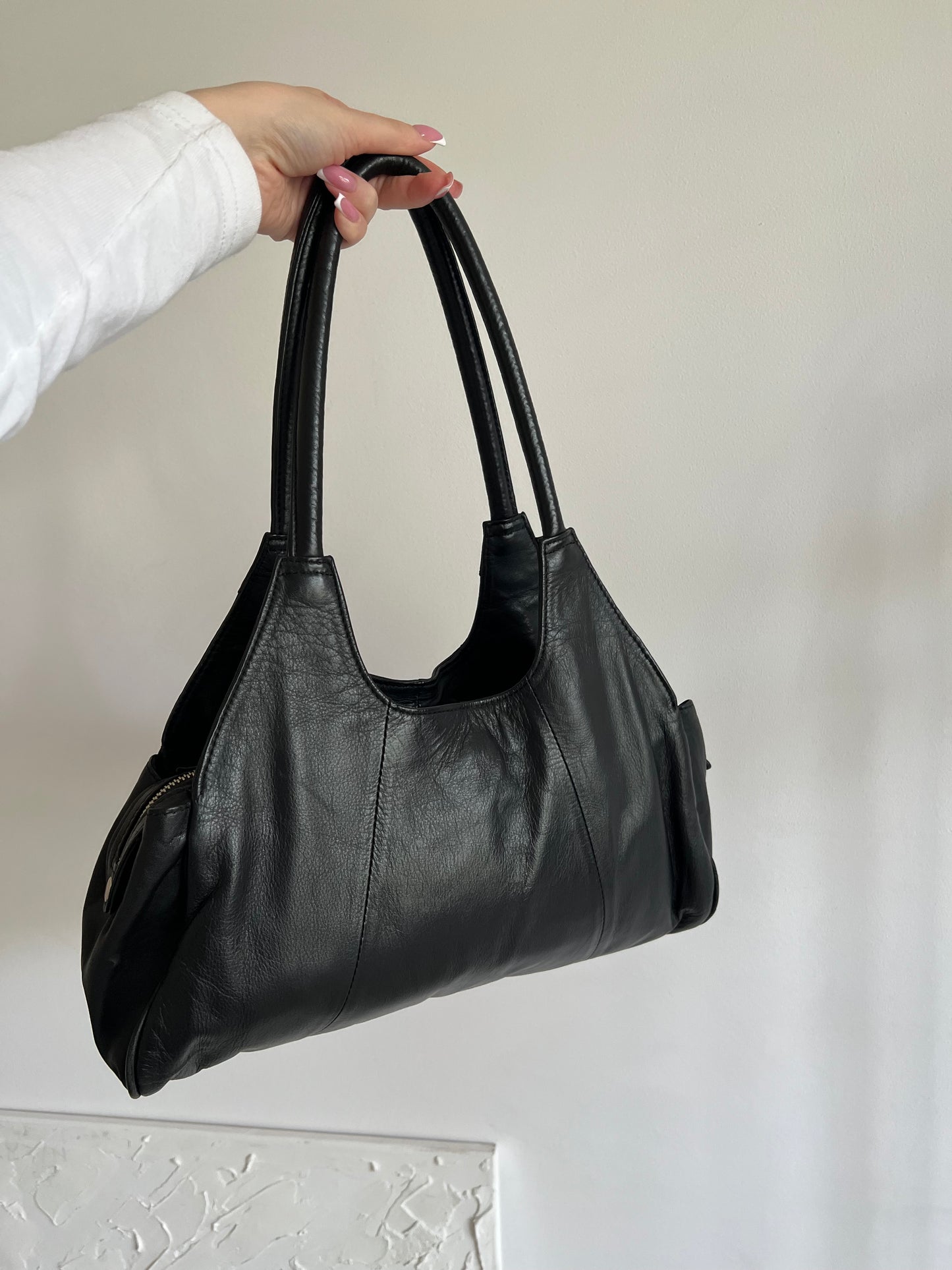 Black genuine leather bag