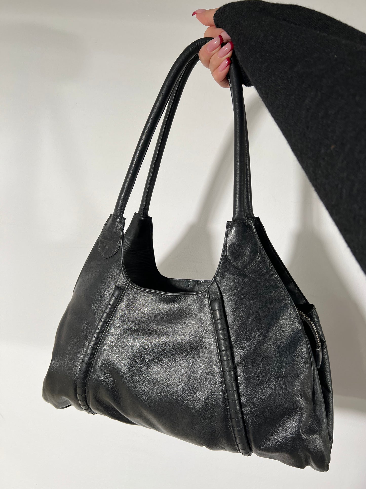 Black genuine leather bag
