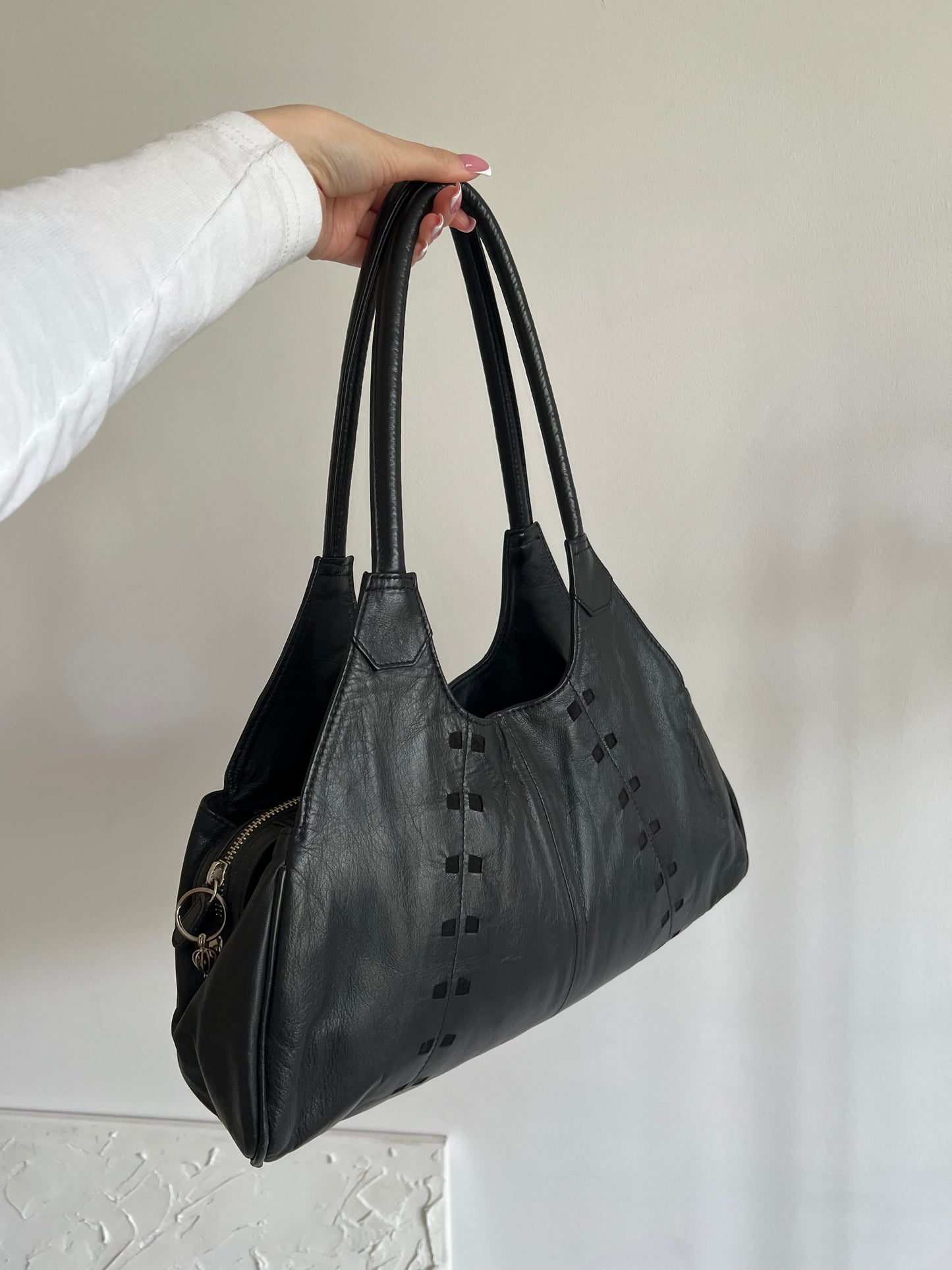 Black genuine leather bag