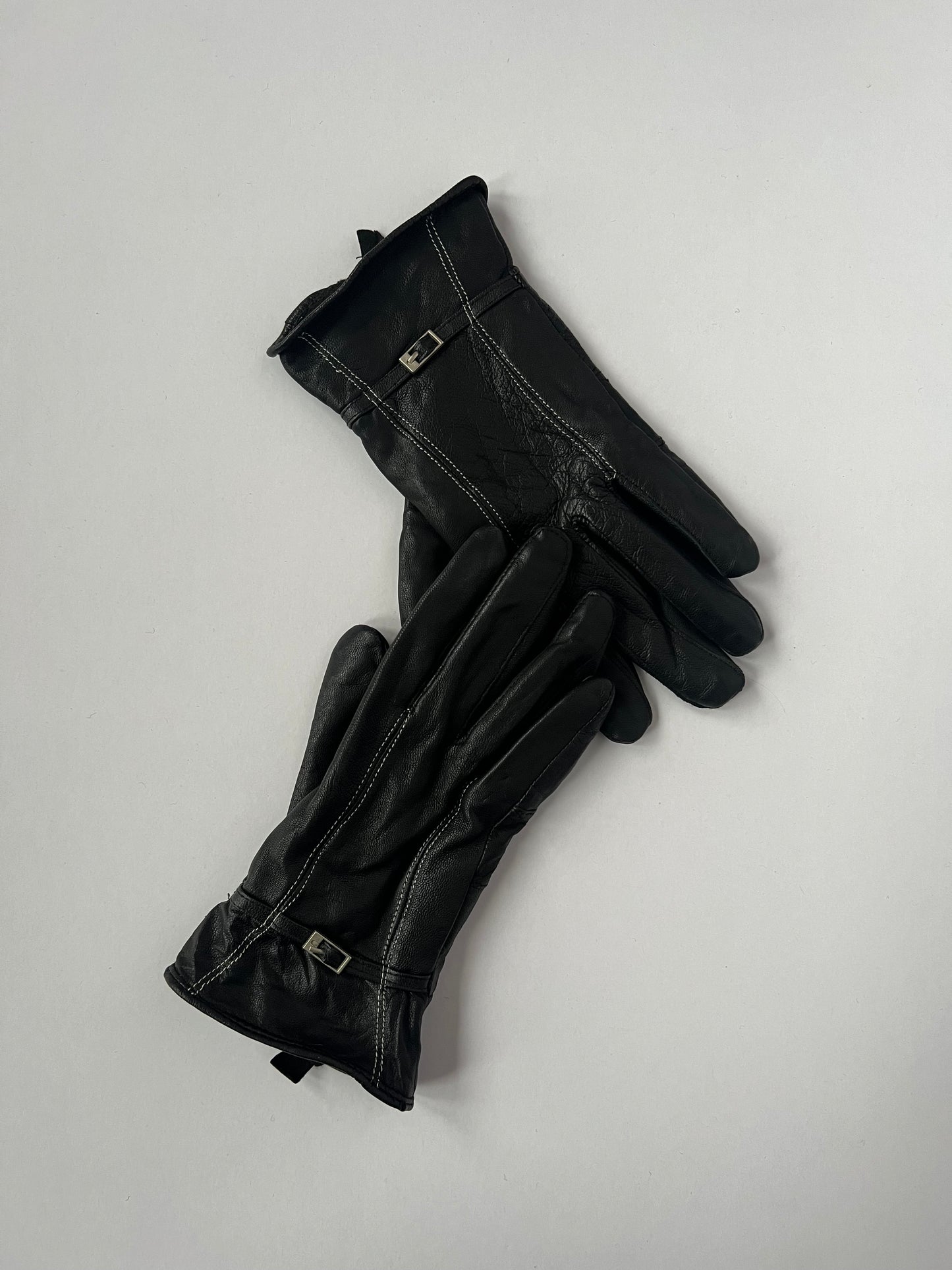 Black gloves made of genuine leather