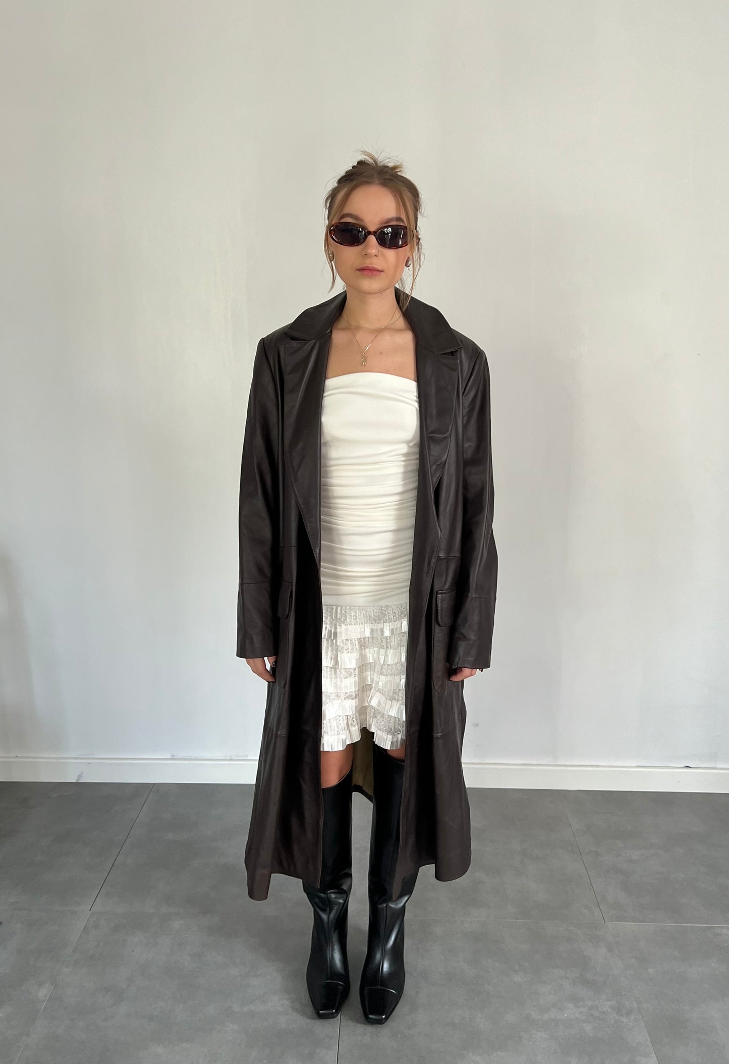 Brown genuine leather coat