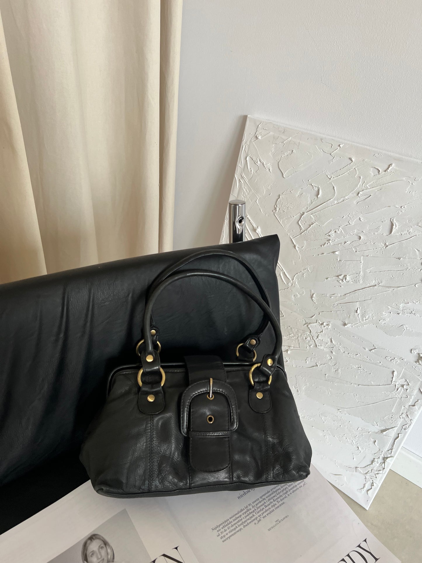 Black genuine leather bag