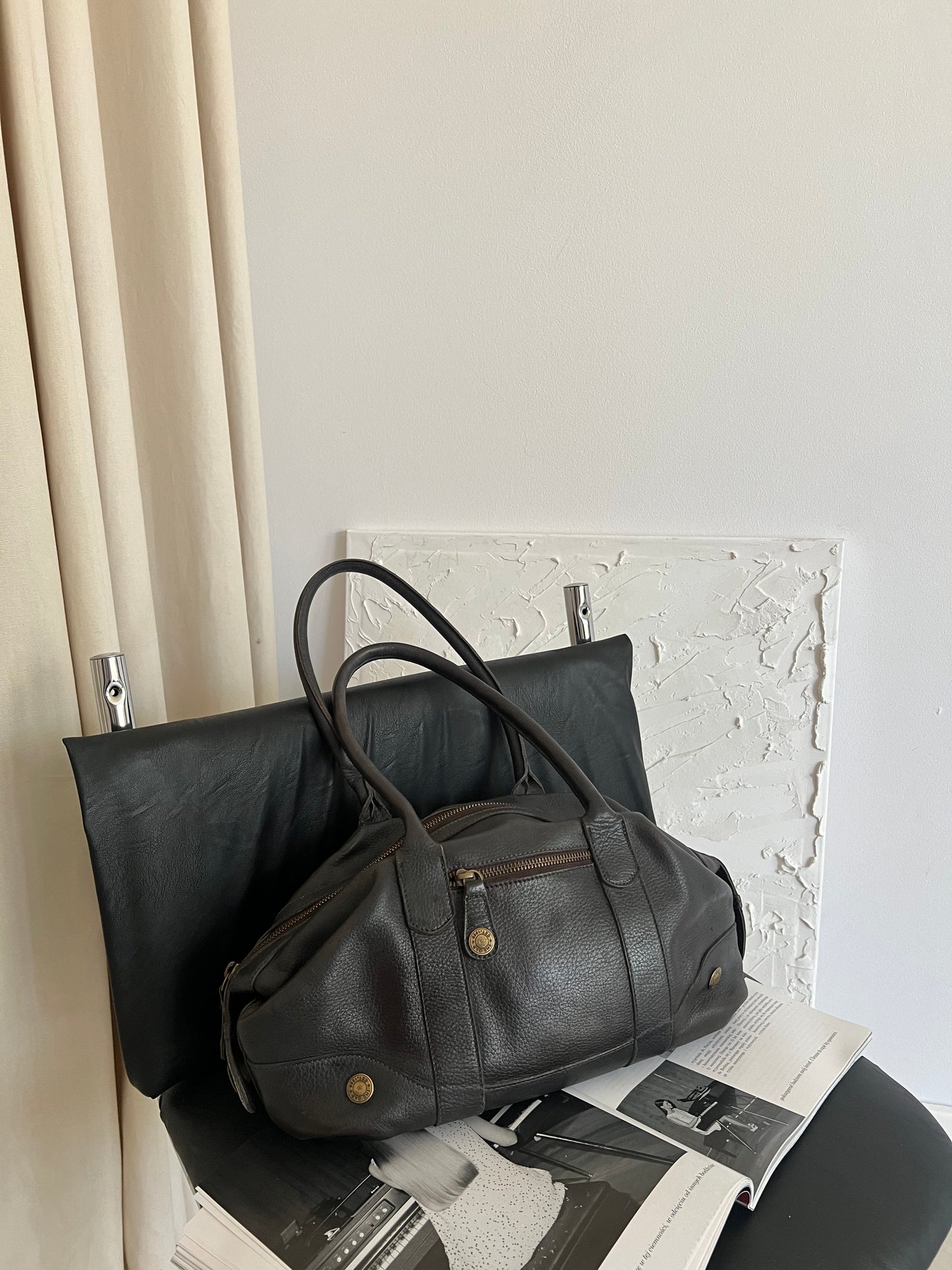 Brown bag made of genuine leather