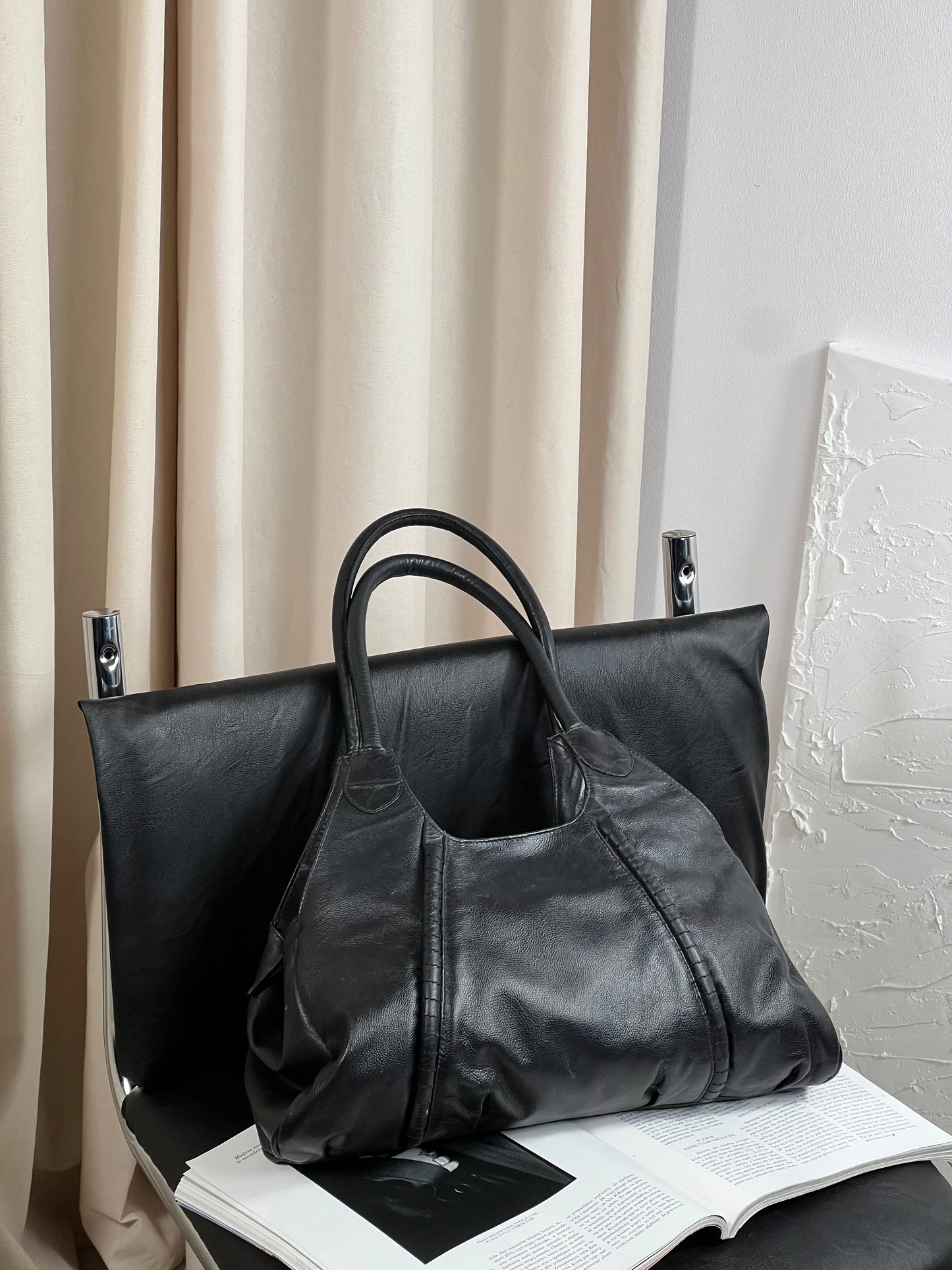 Black genuine leather bag