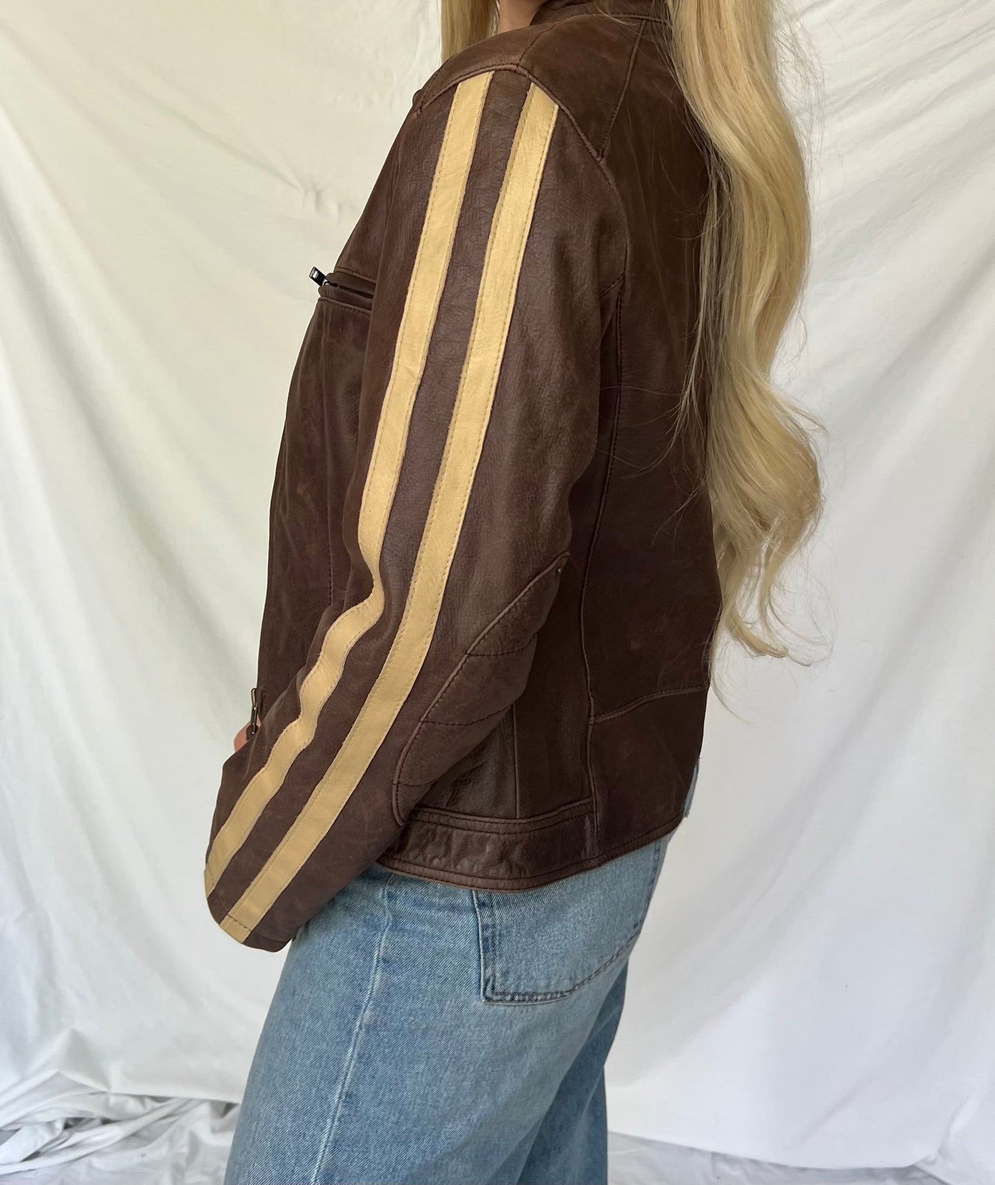 Brown genuine leather jacket