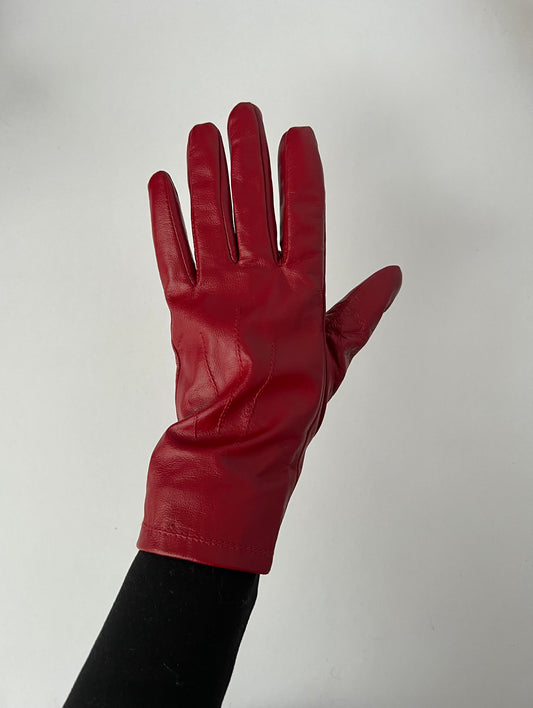 Czerwone skórzane rękawiczki | akcesoria