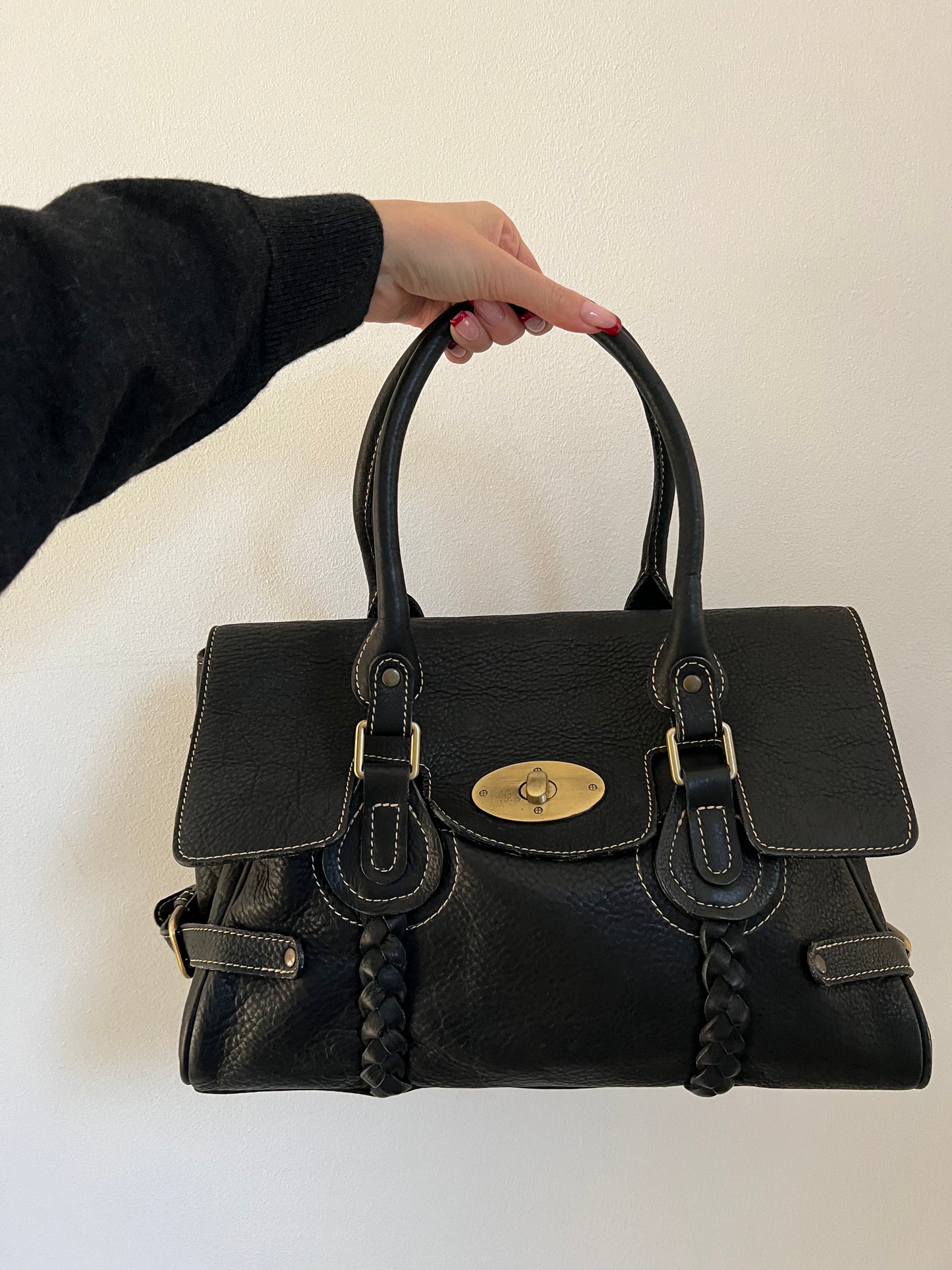 Black genuine leather bag