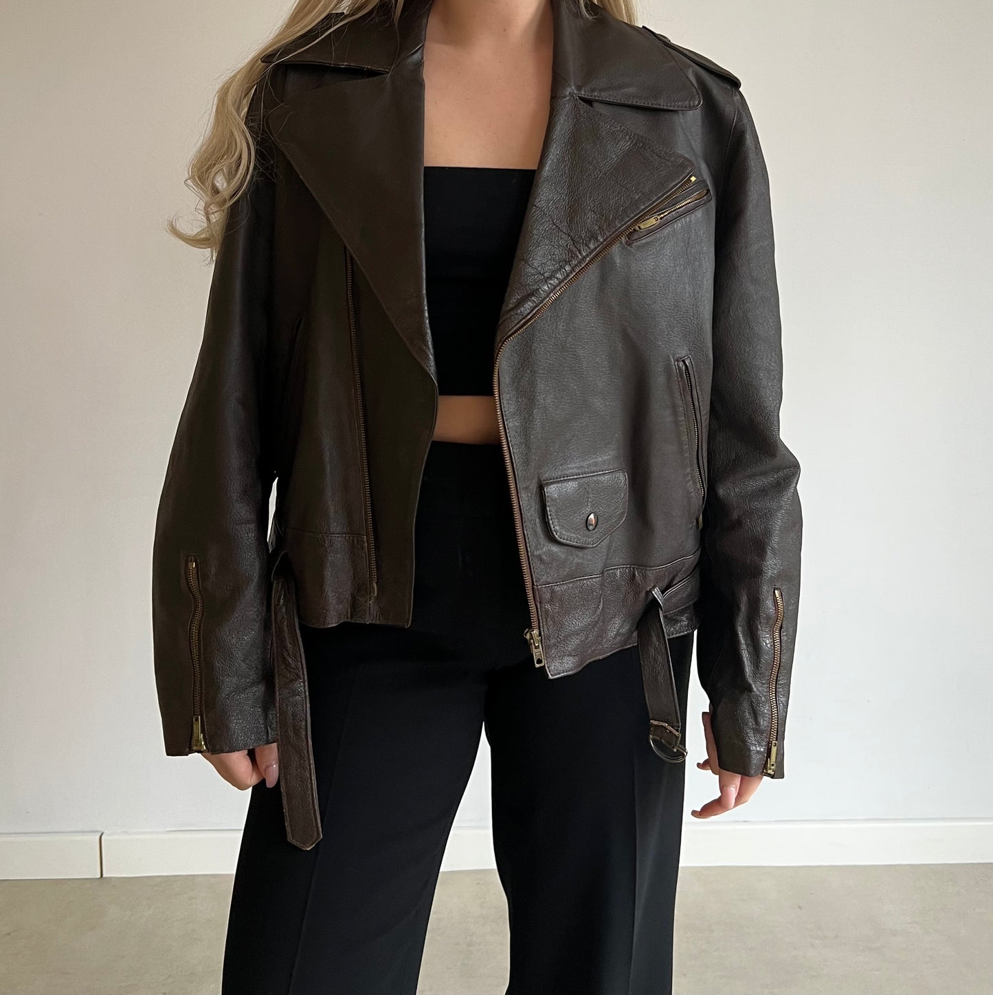 Brown jacket made of genuine leather