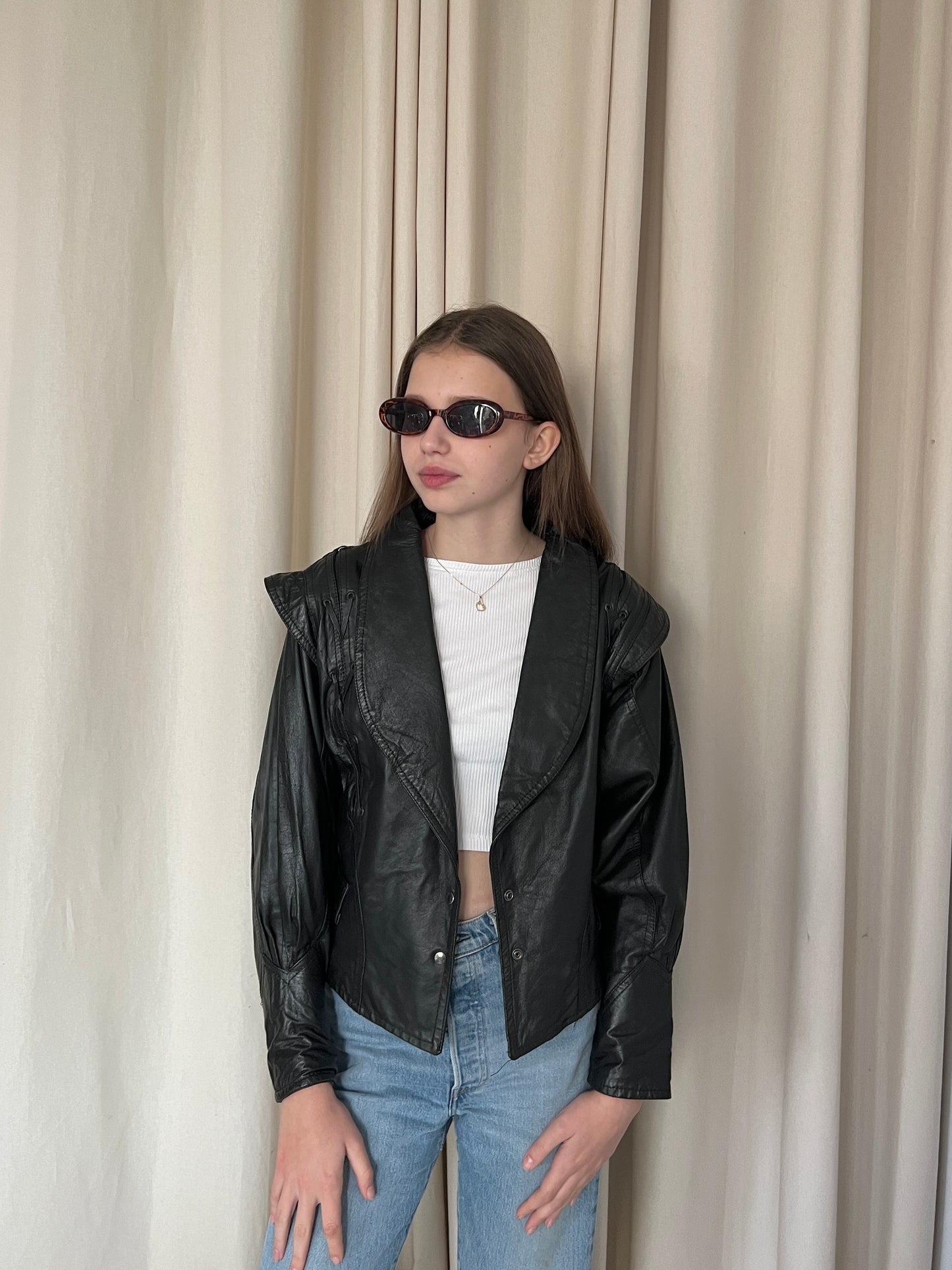 Black jacket made of natural leather