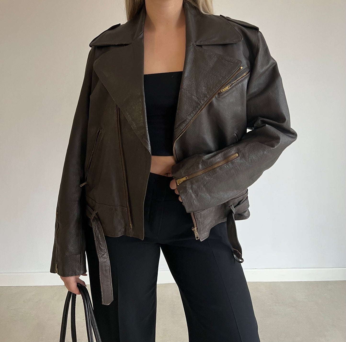 Brown jacket made of genuine leather