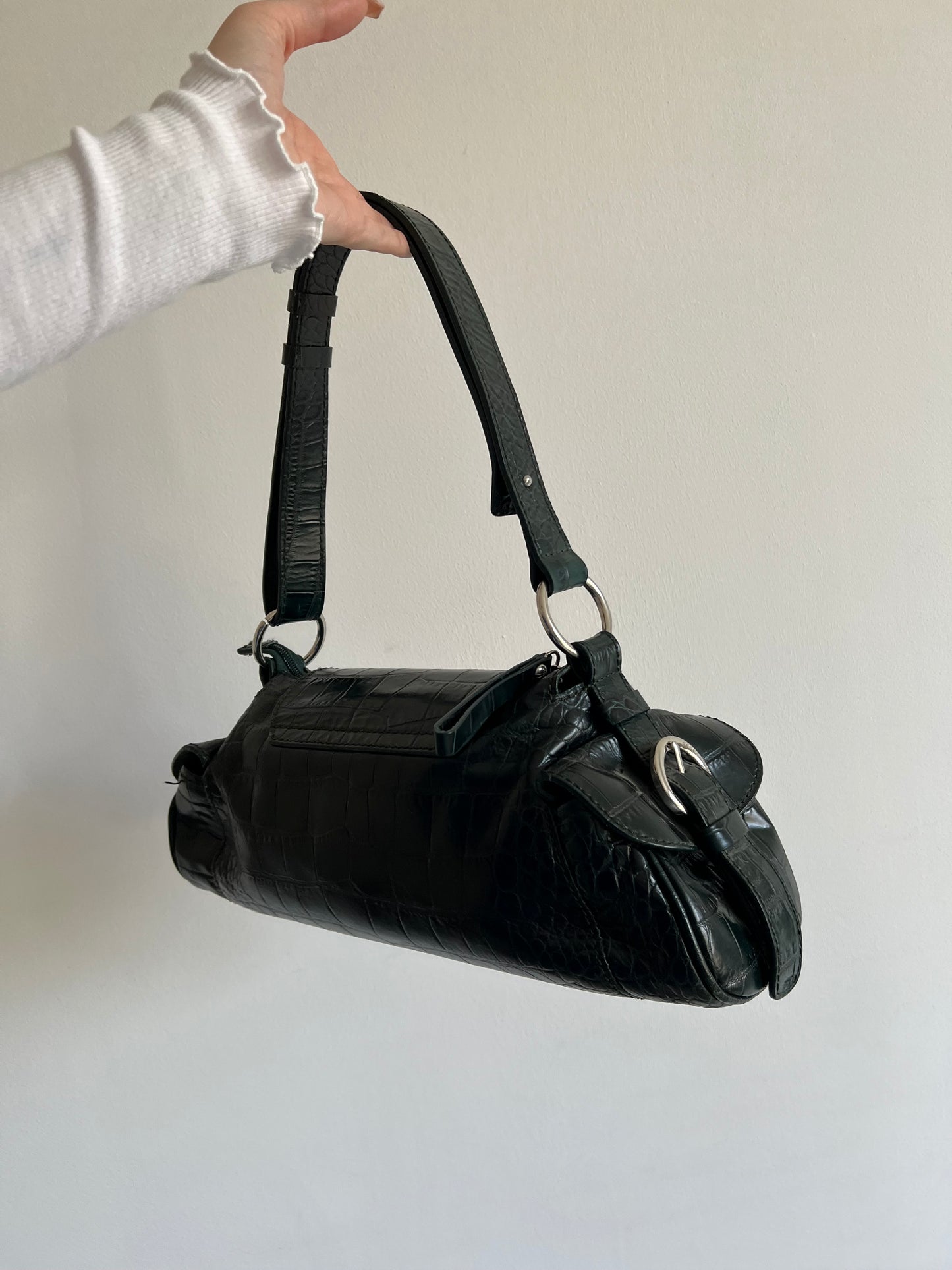 Emerald bag made of genuine leather