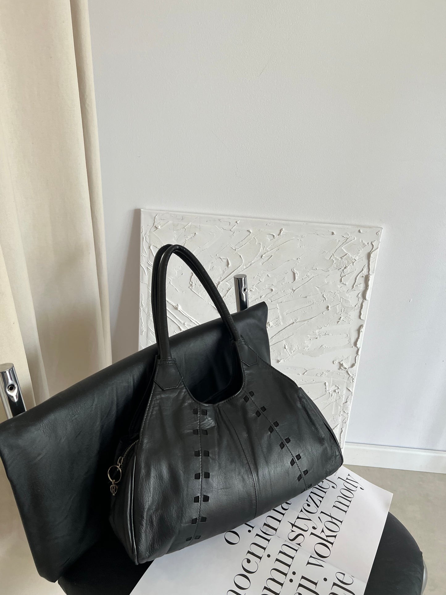 Black genuine leather bag