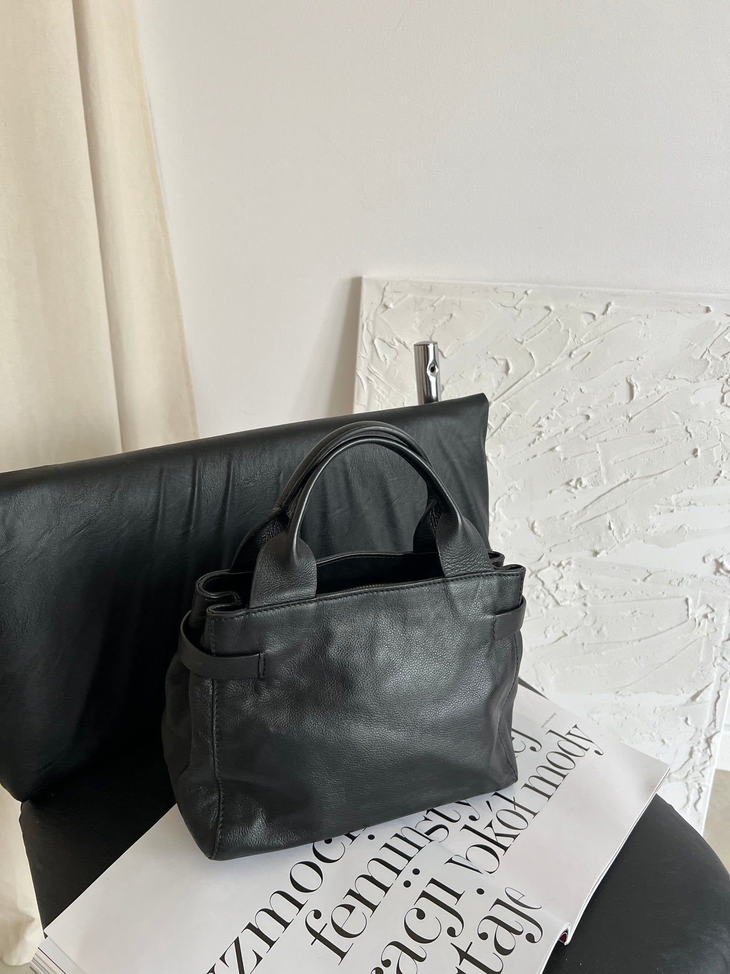 Black genuine leather bag