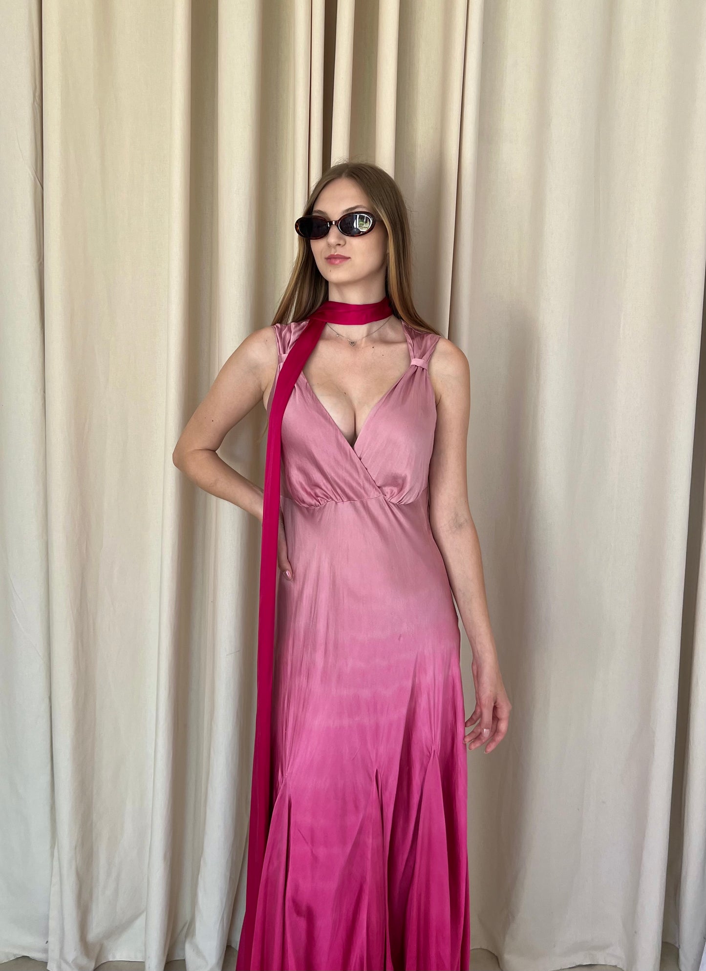 Silk dress with a belt