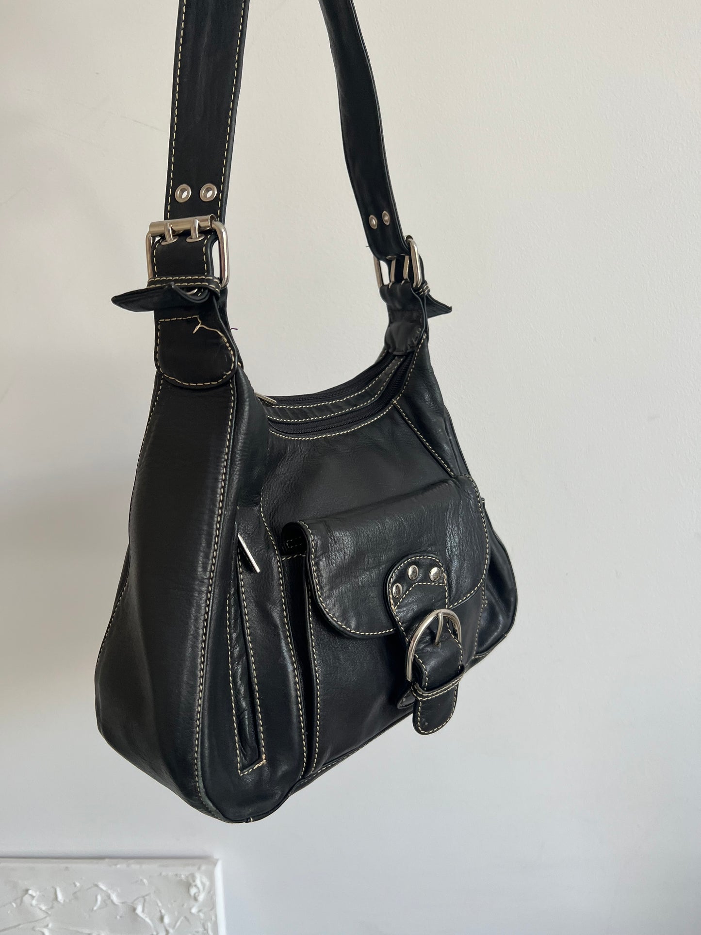 Black genuine leather bag
