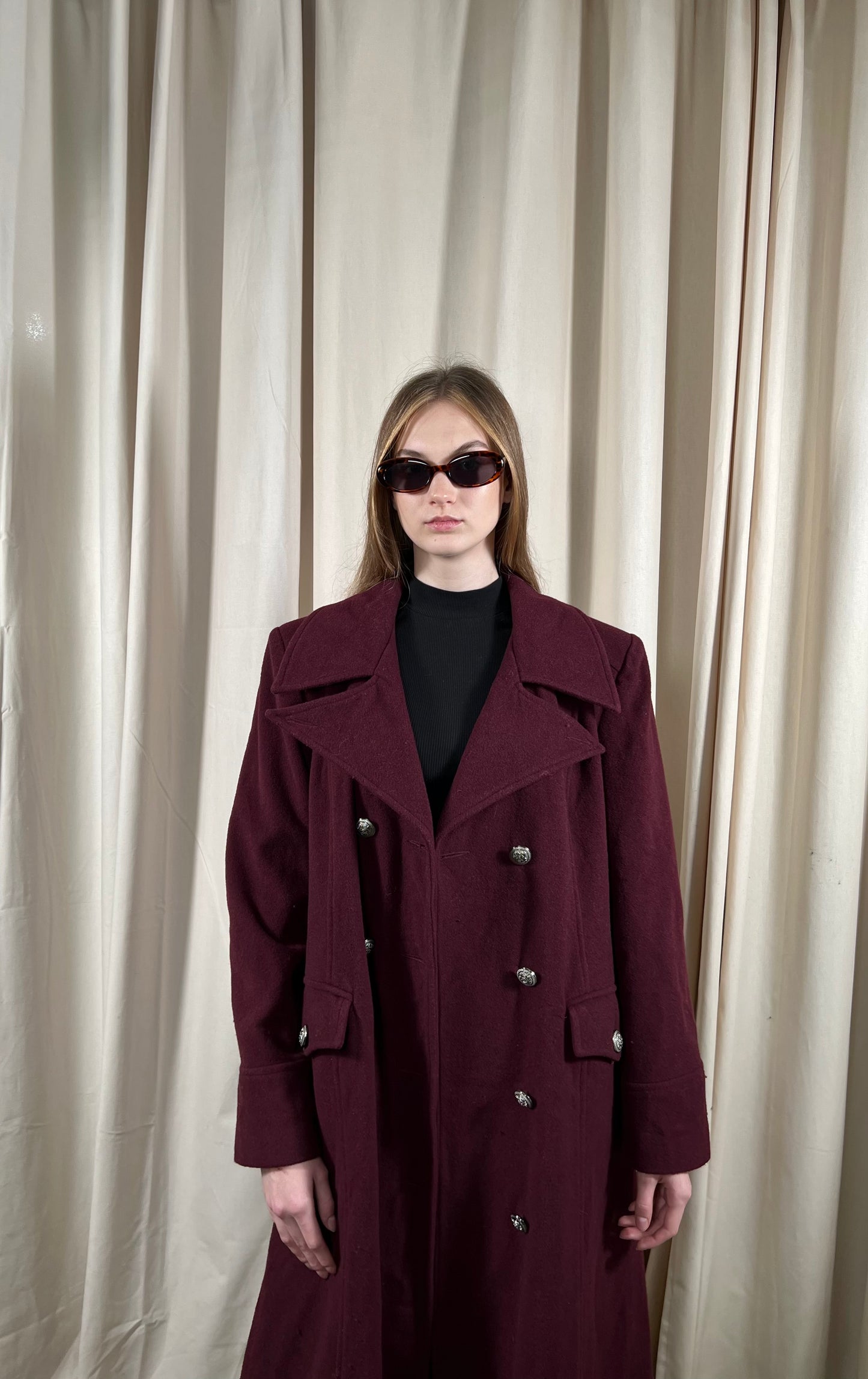 Burgundy coat 75% wool