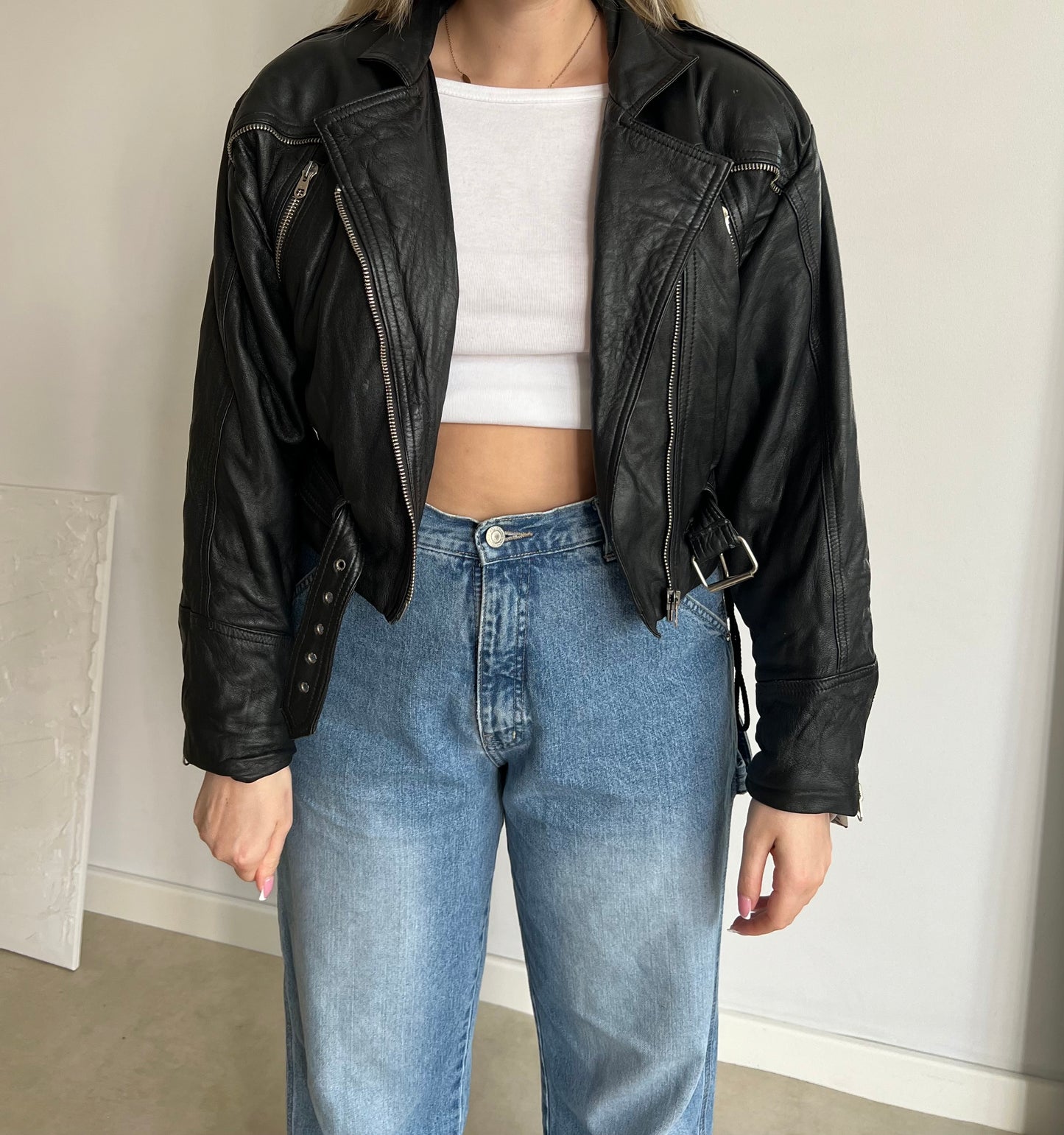 Biker jacket made of genuine leather