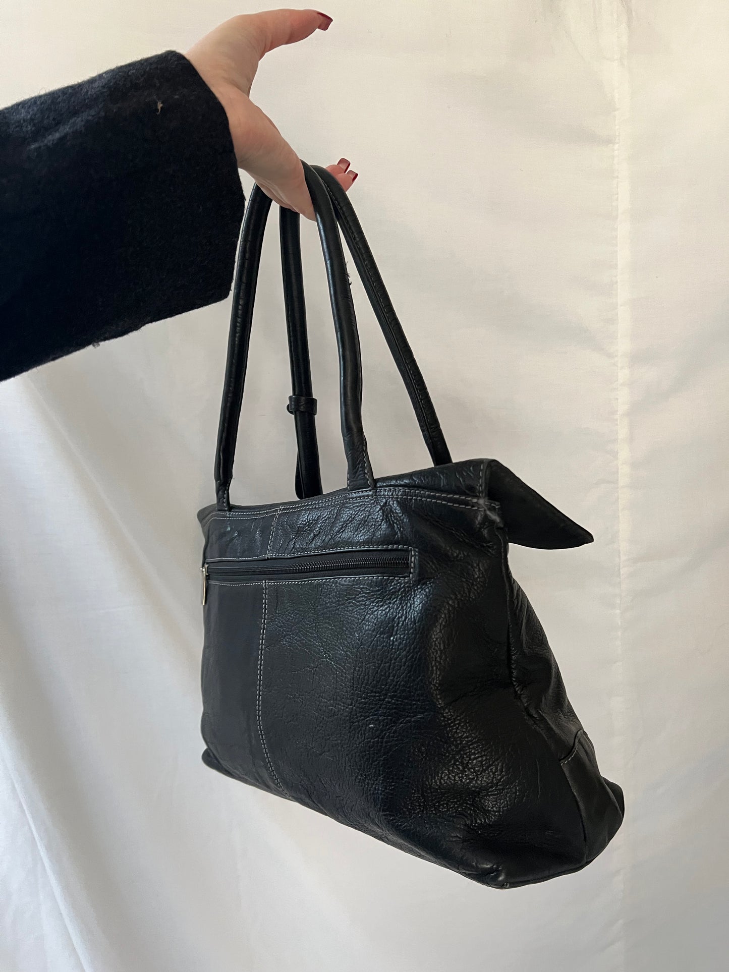 Black genuine leather bag