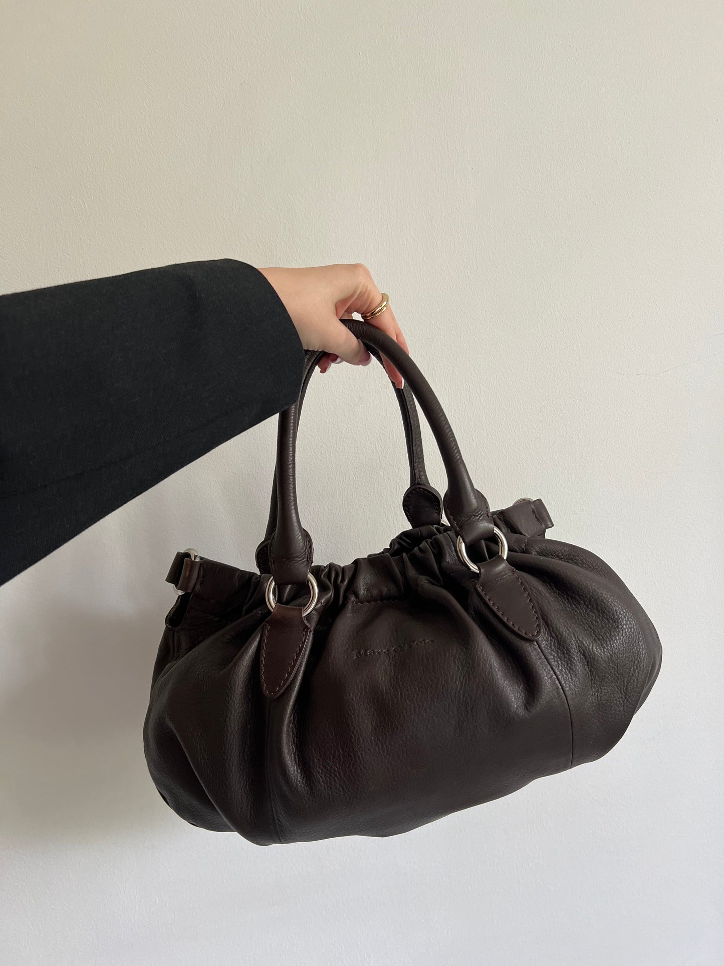 Brown bag made of genuine leather