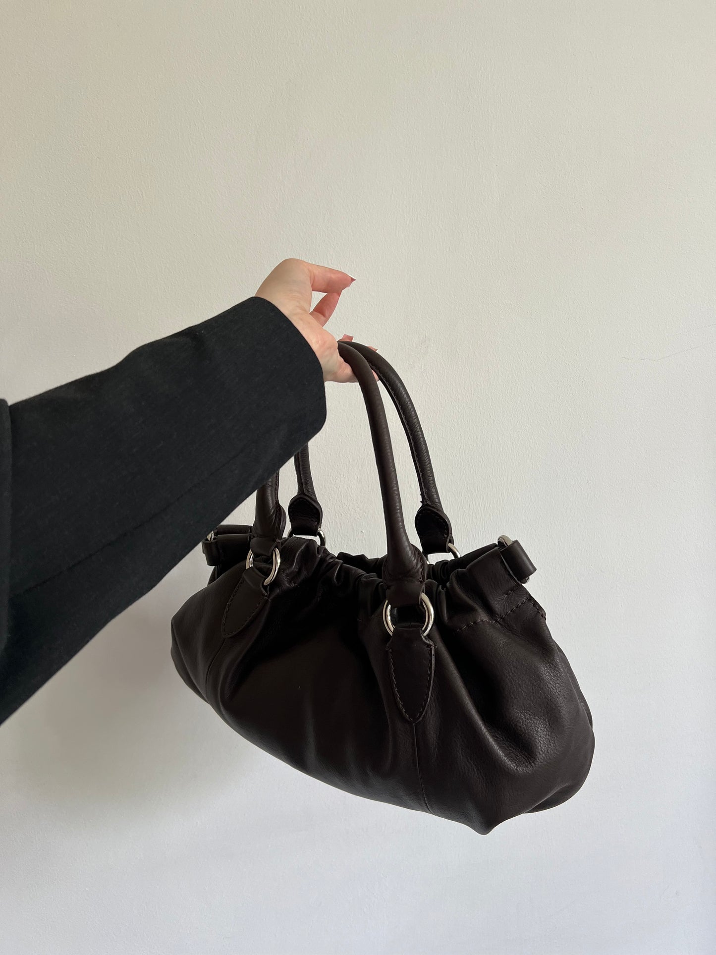 Brown bag made of genuine leather