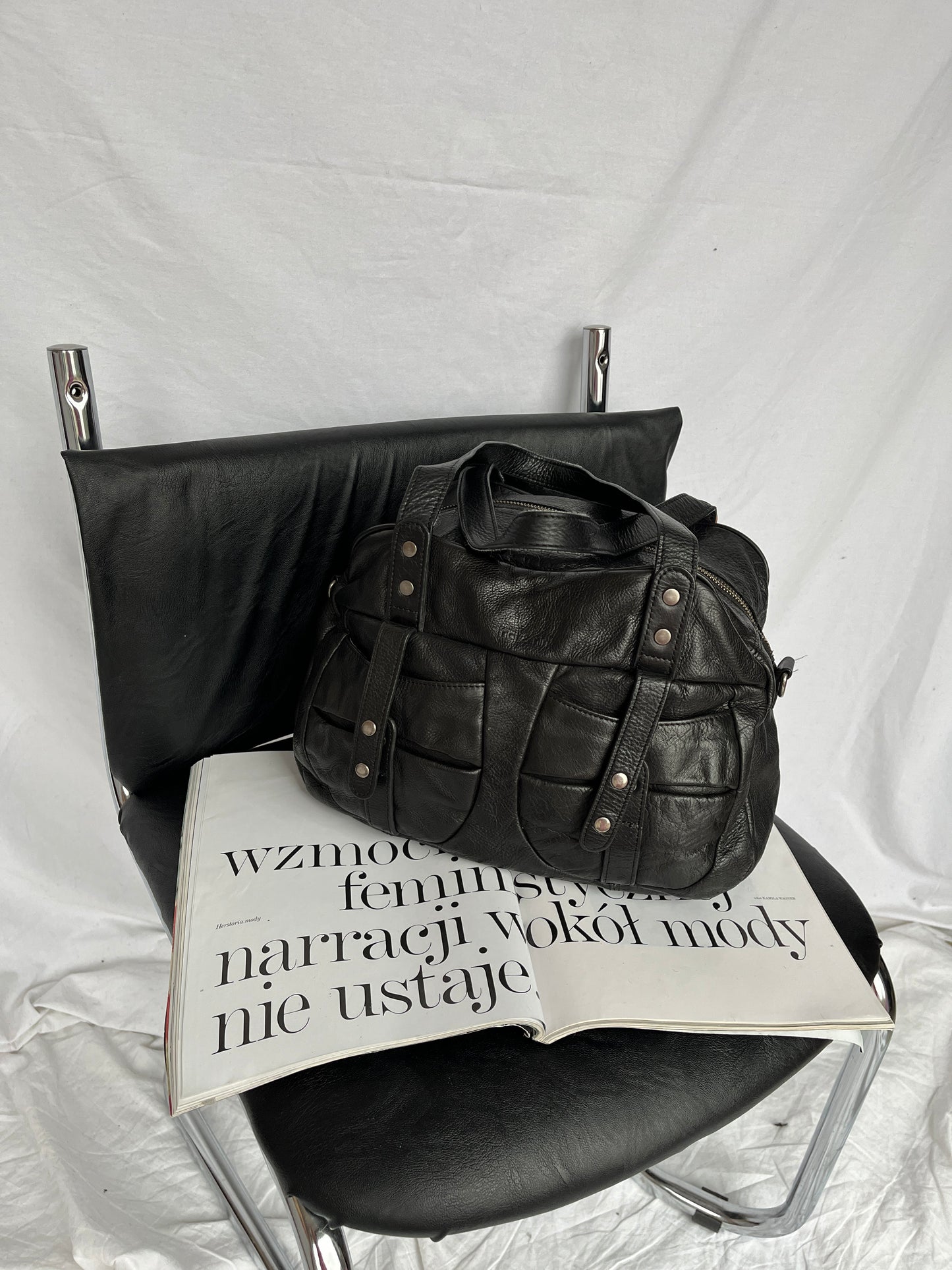 Black genuine leather bag