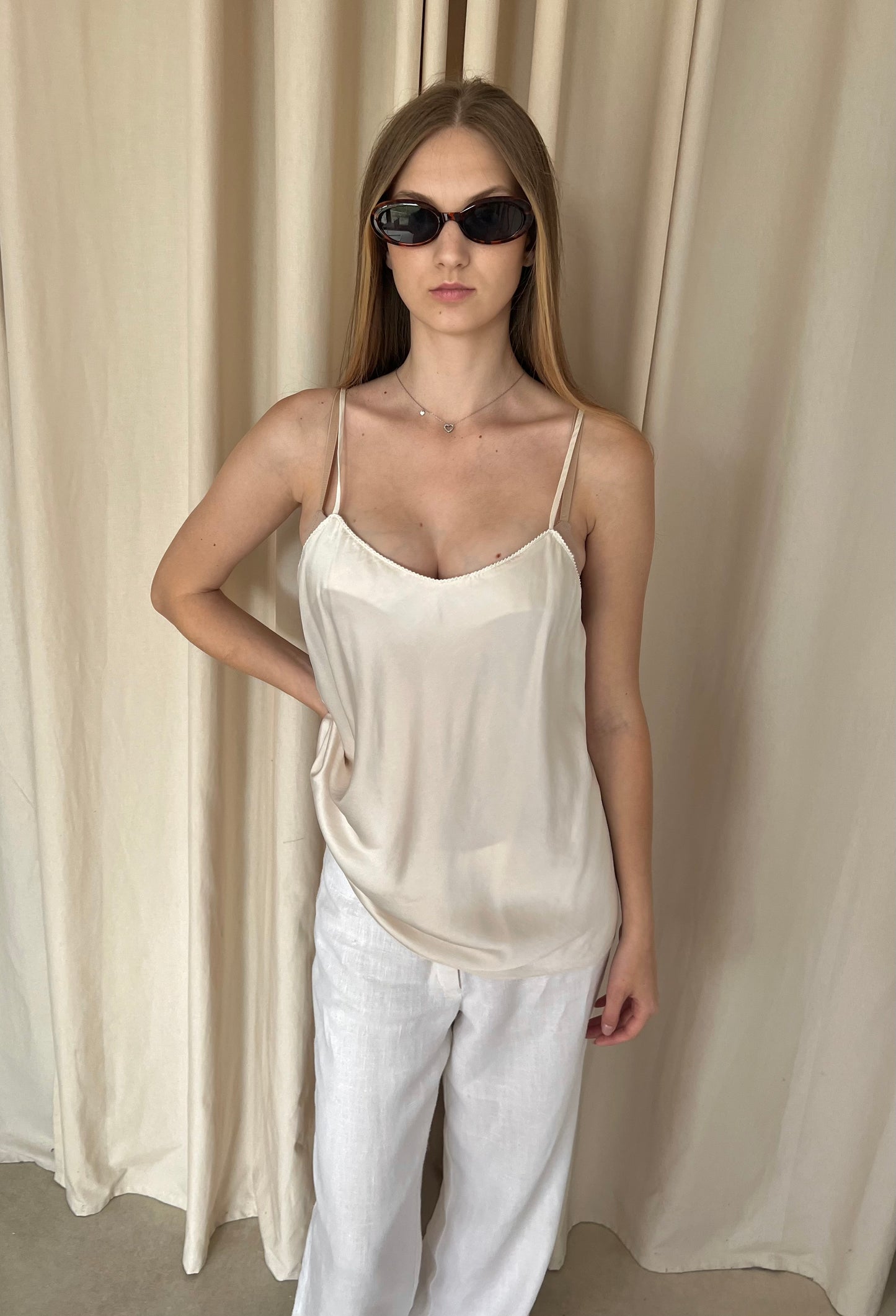 Cream silk blouse