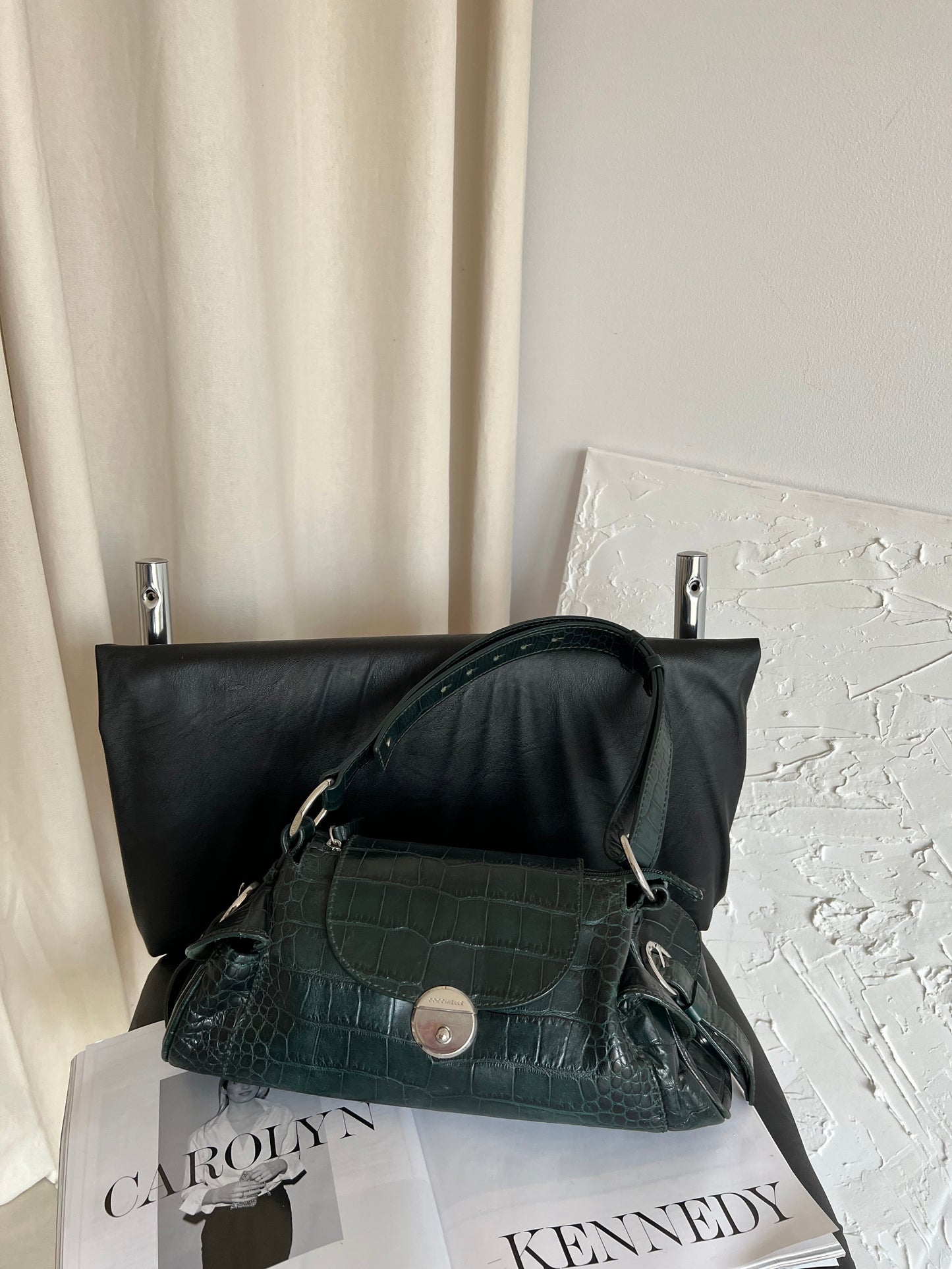 Emerald bag made of genuine leather