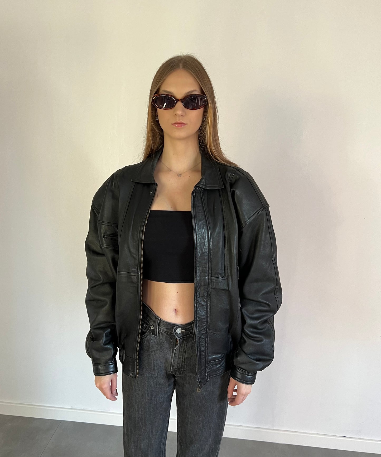Black genuine leather jacket