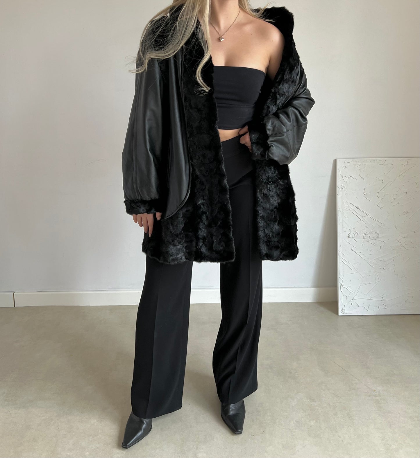 Jacket made of natural leather and fur