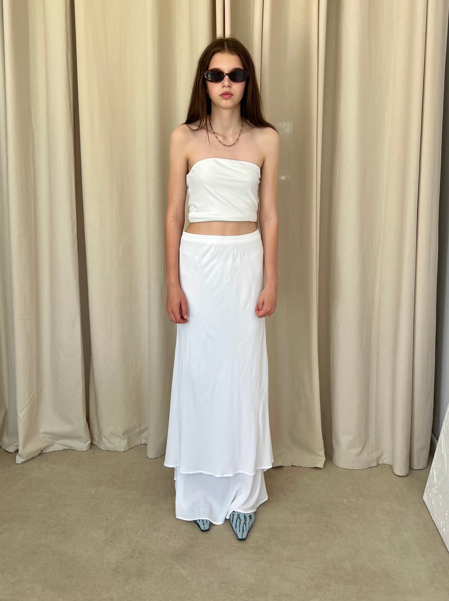 White maxi skirt