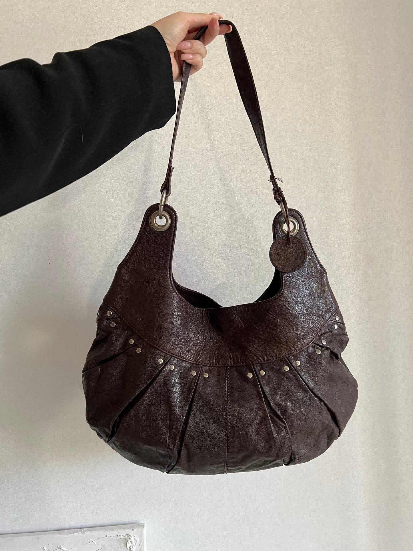 Brown bag made of genuine leather