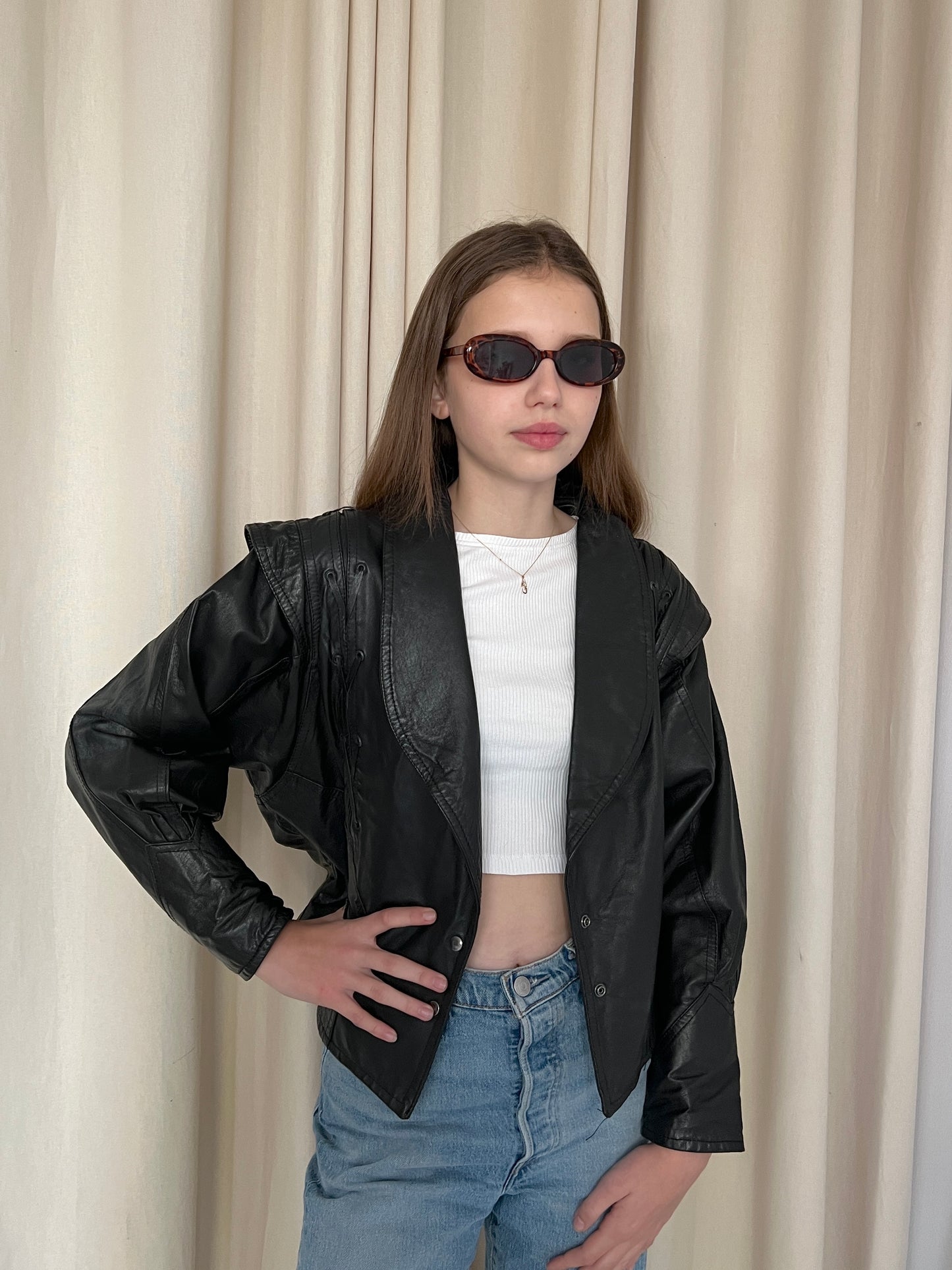 Black jacket made of natural leather