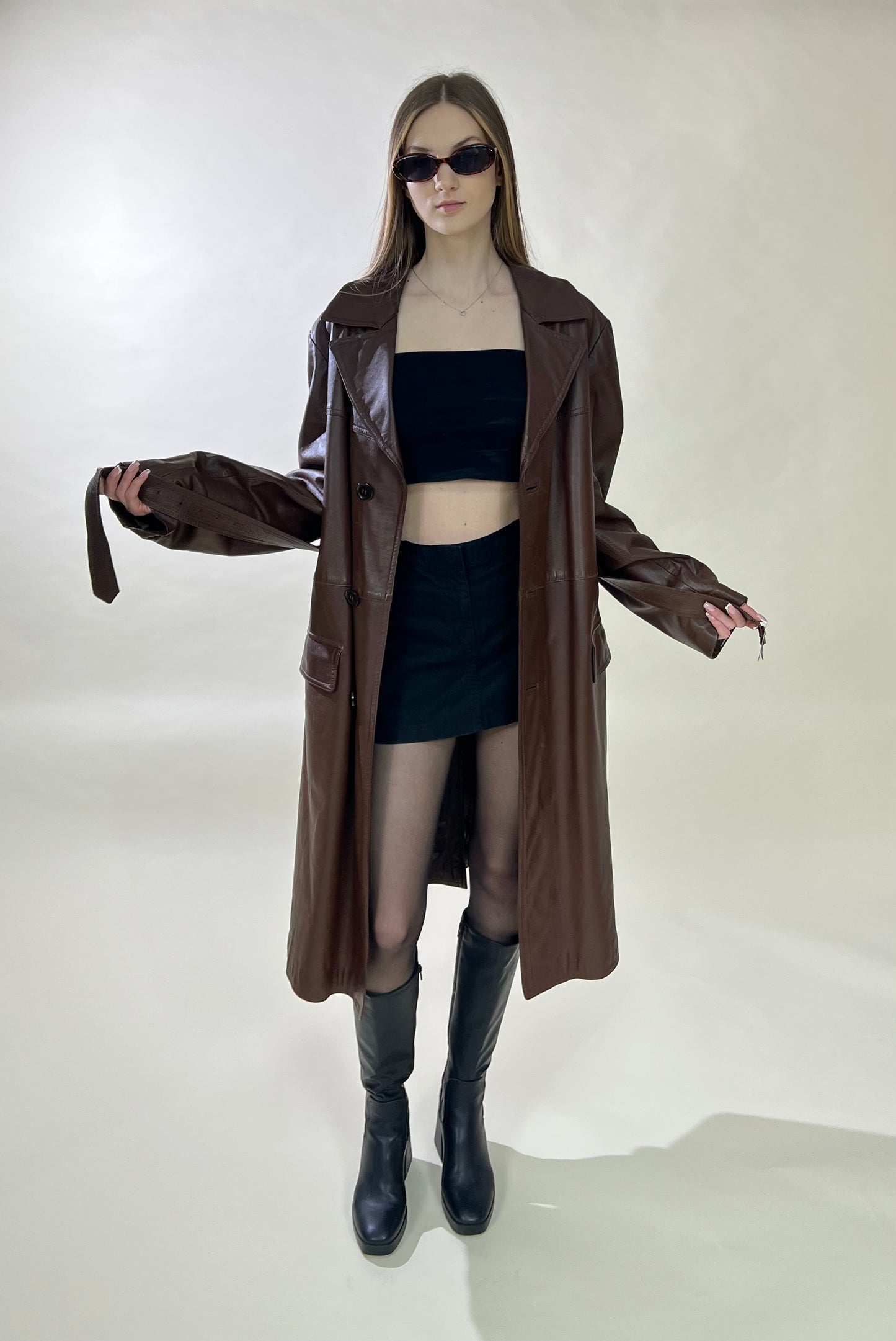 Brown genuine leather coat