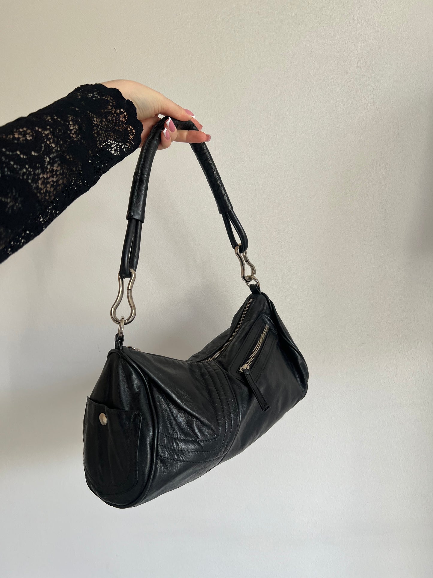 Black genuine leather bag