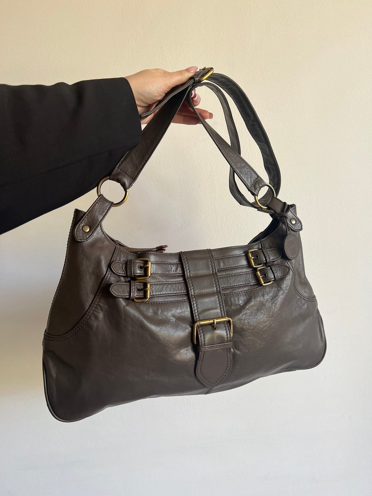 Brown bag made of genuine leather