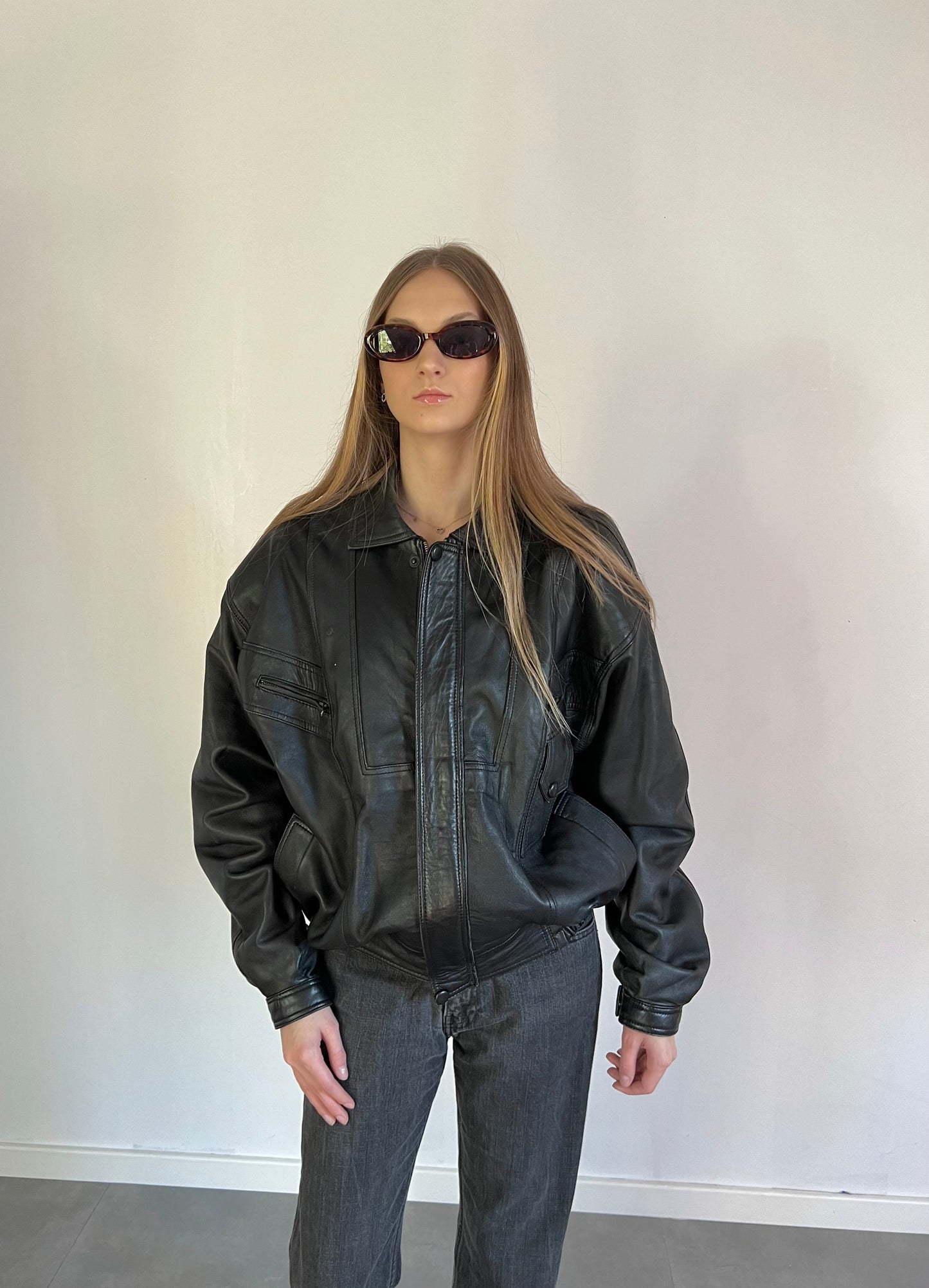 Black genuine leather jacket