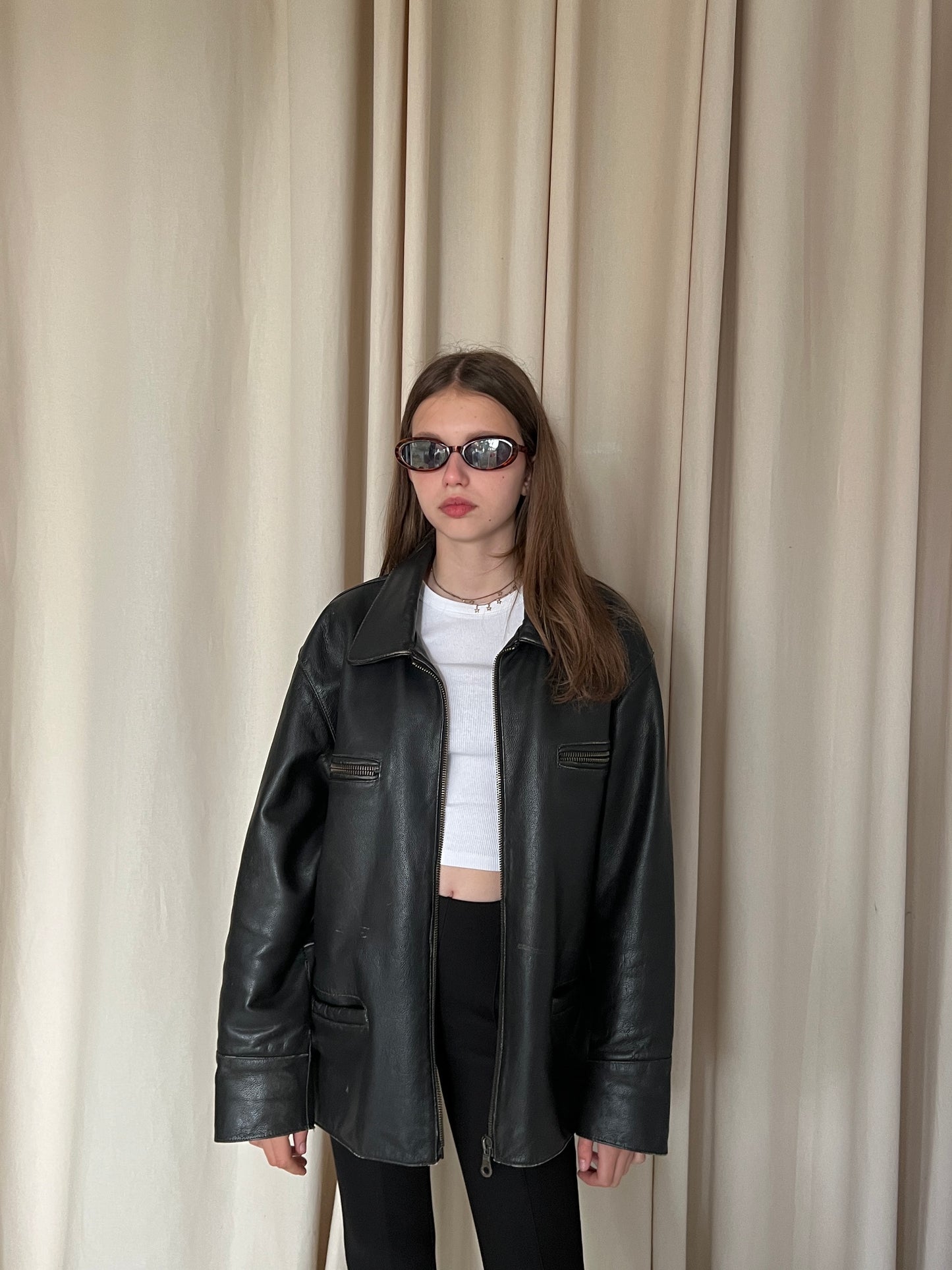 Black genuine leather jacket