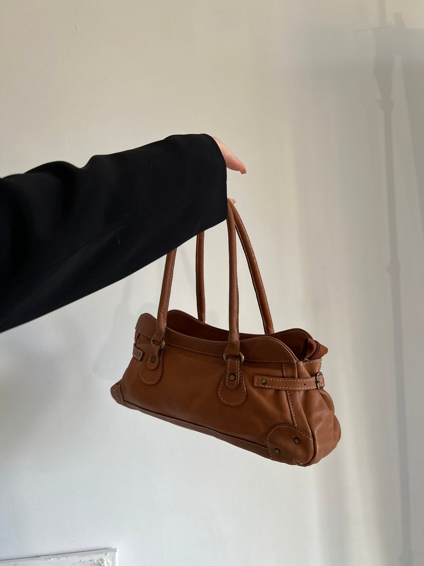 Brown bag made of natural leather