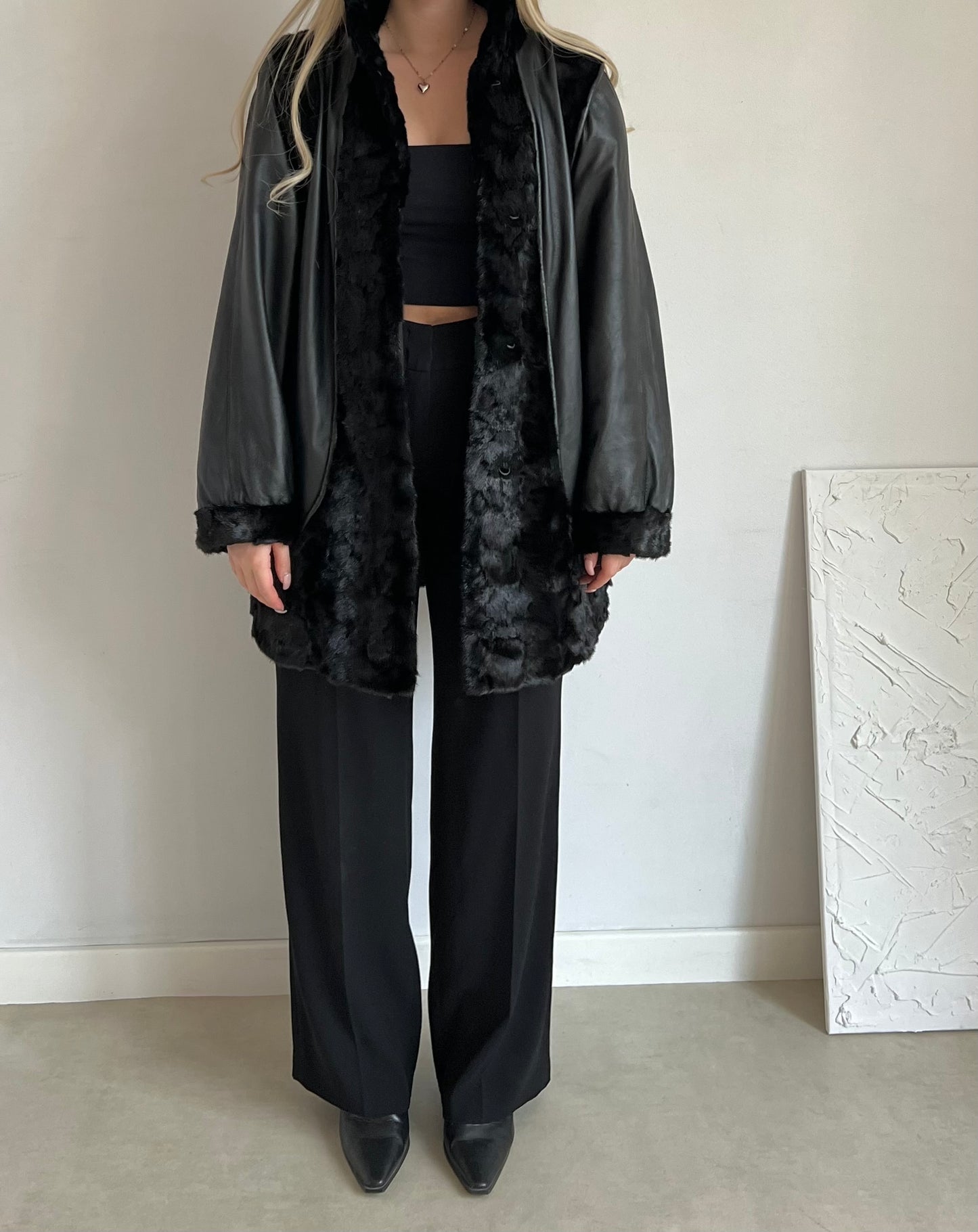 Jacket made of natural leather and fur