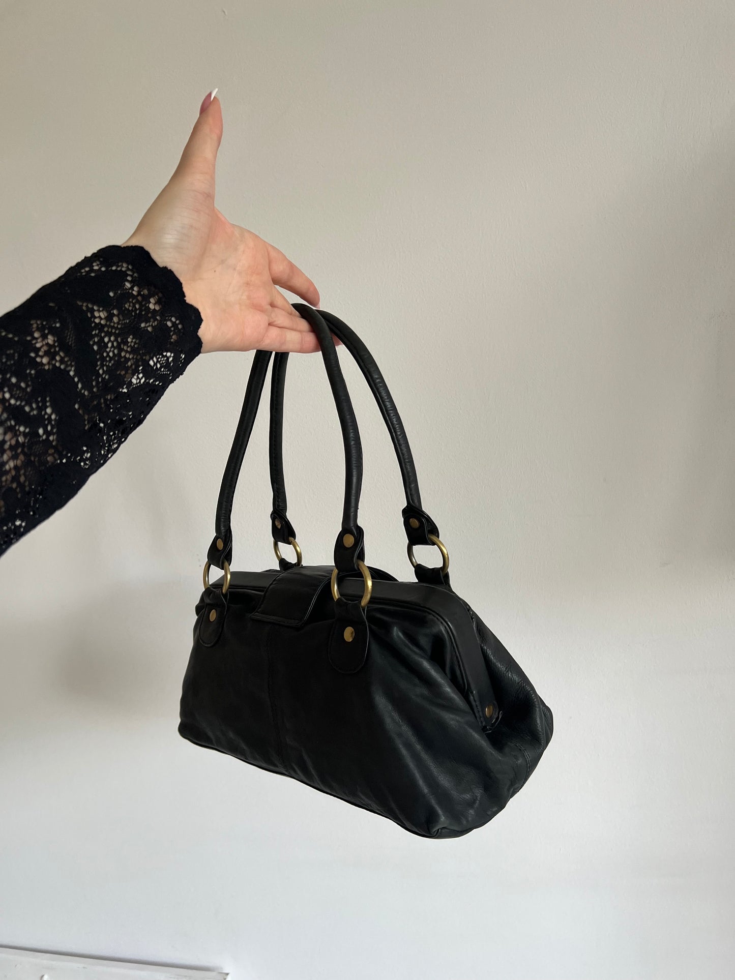 Black genuine leather bag