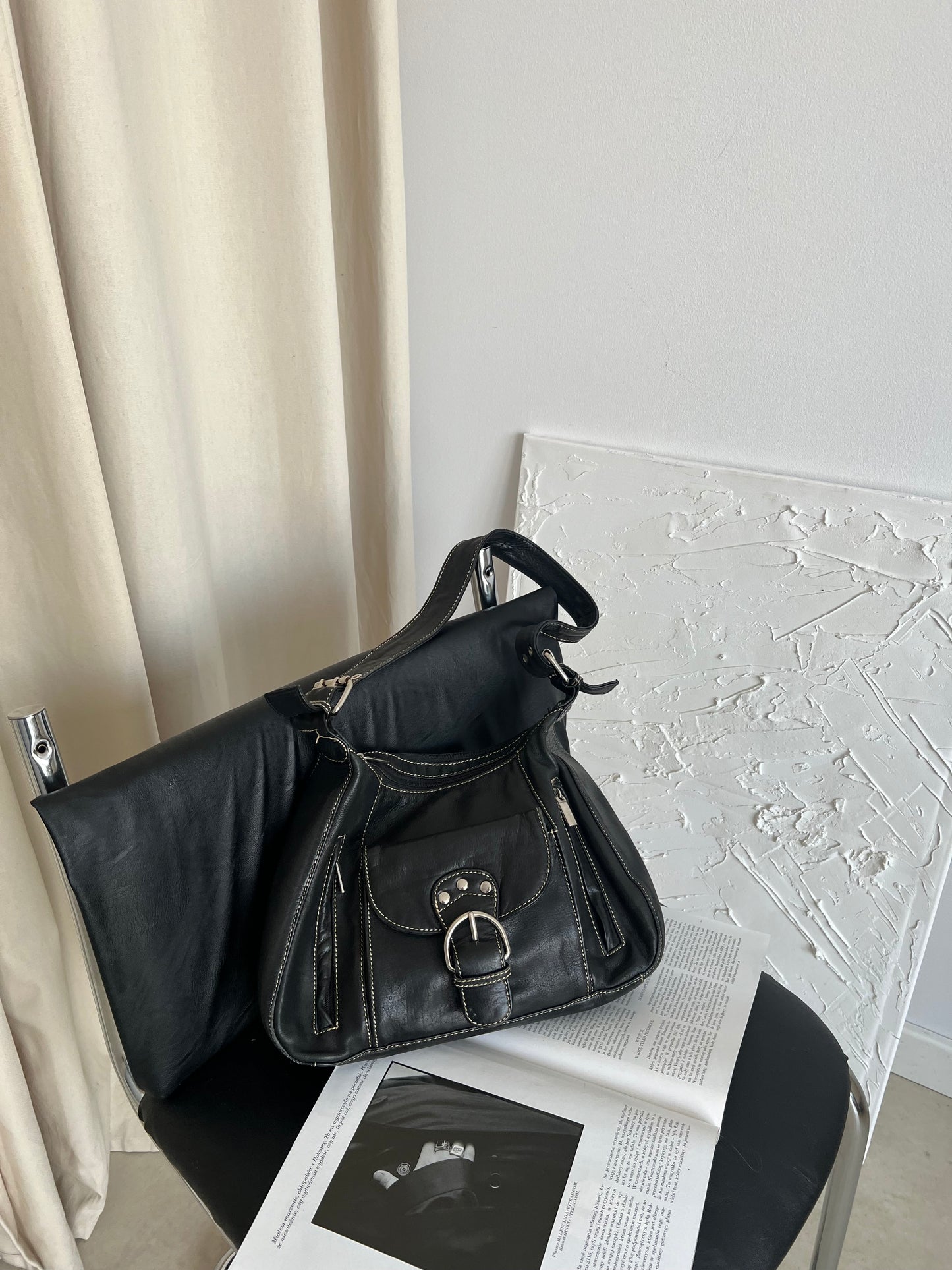 Black genuine leather bag