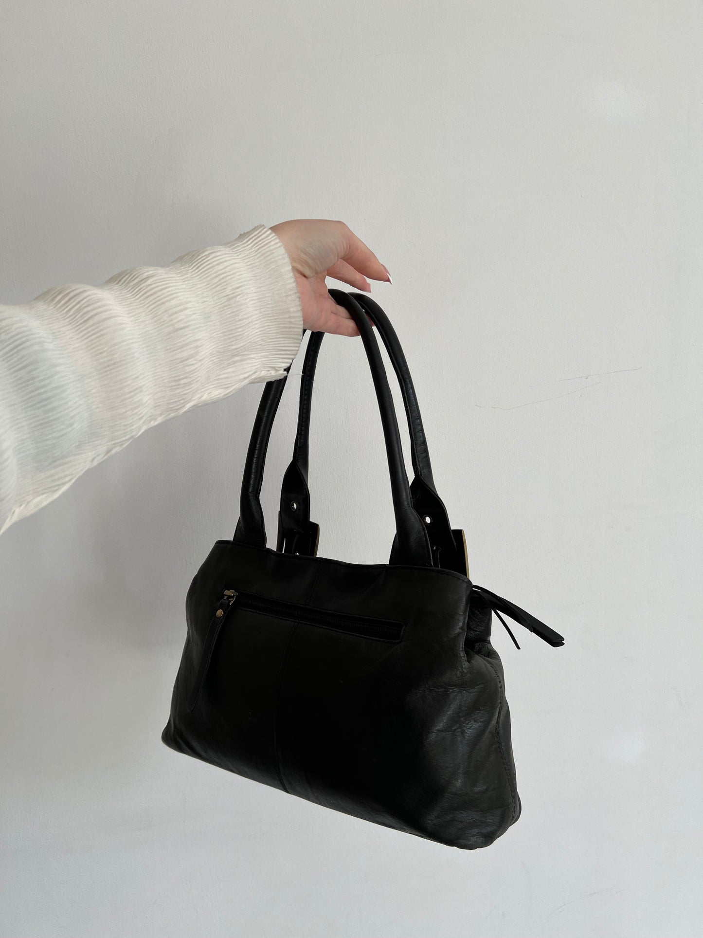 Black genuine leather bag