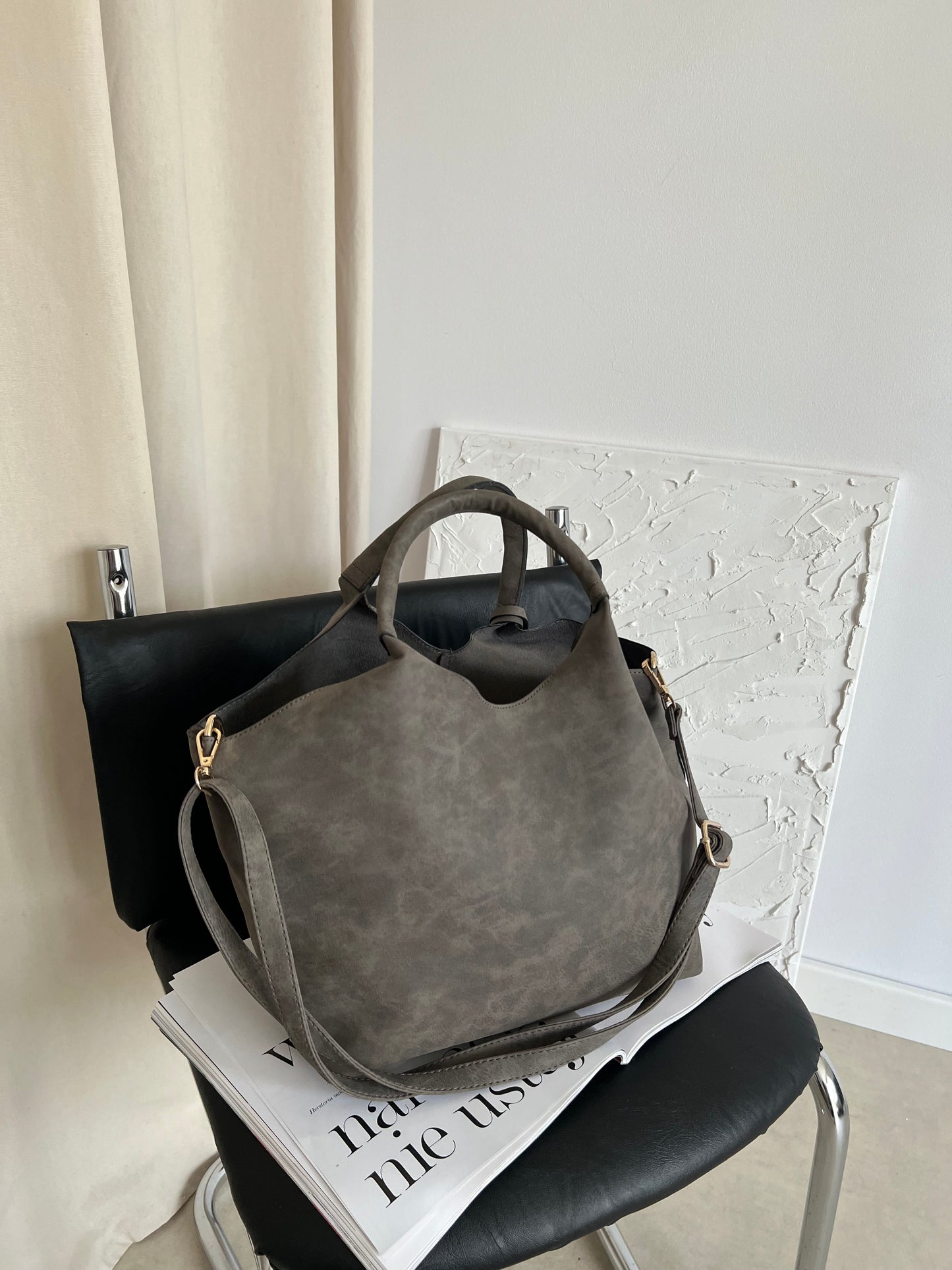 Gray roomy bag