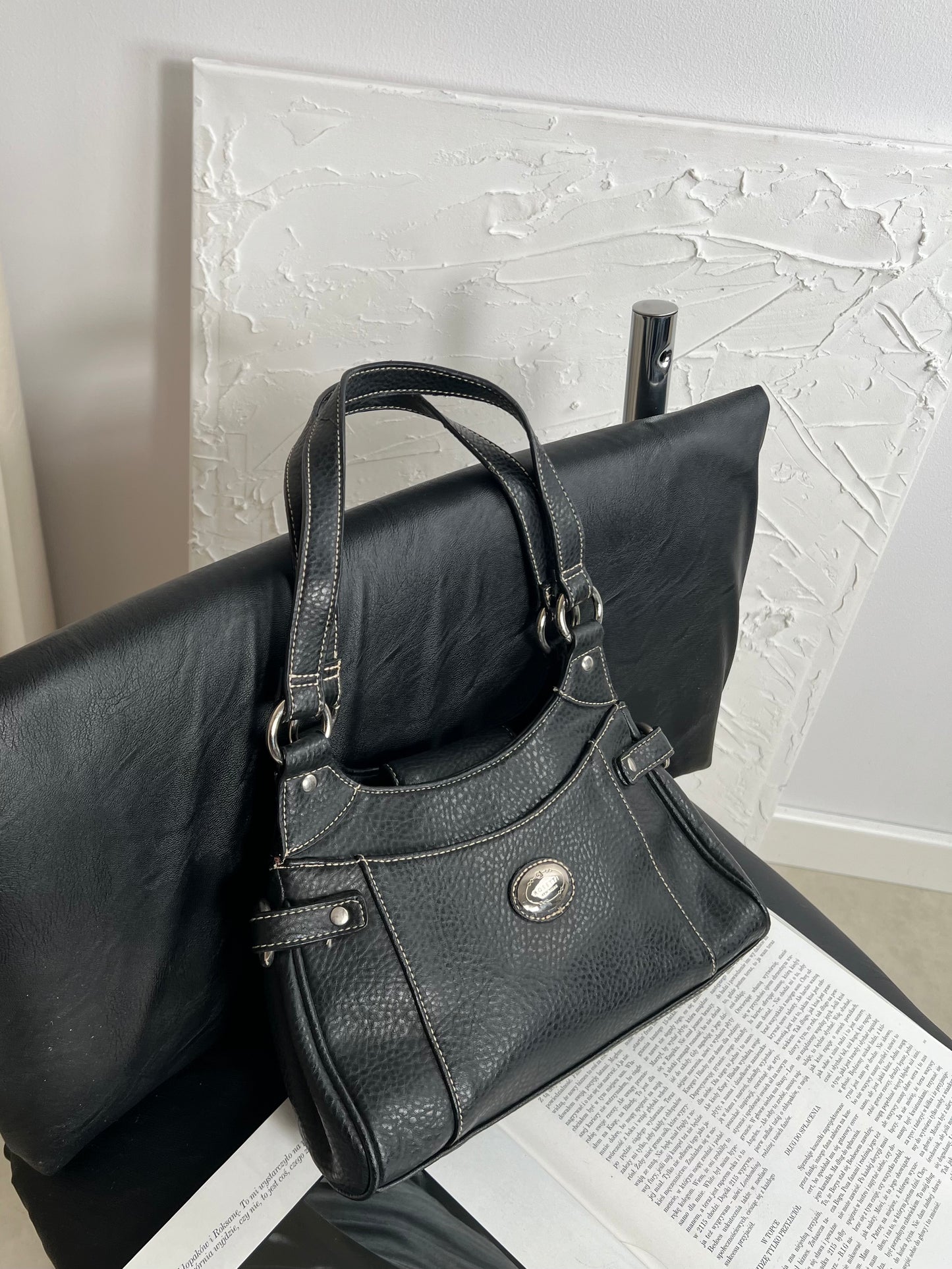 Black genuine leather bag
