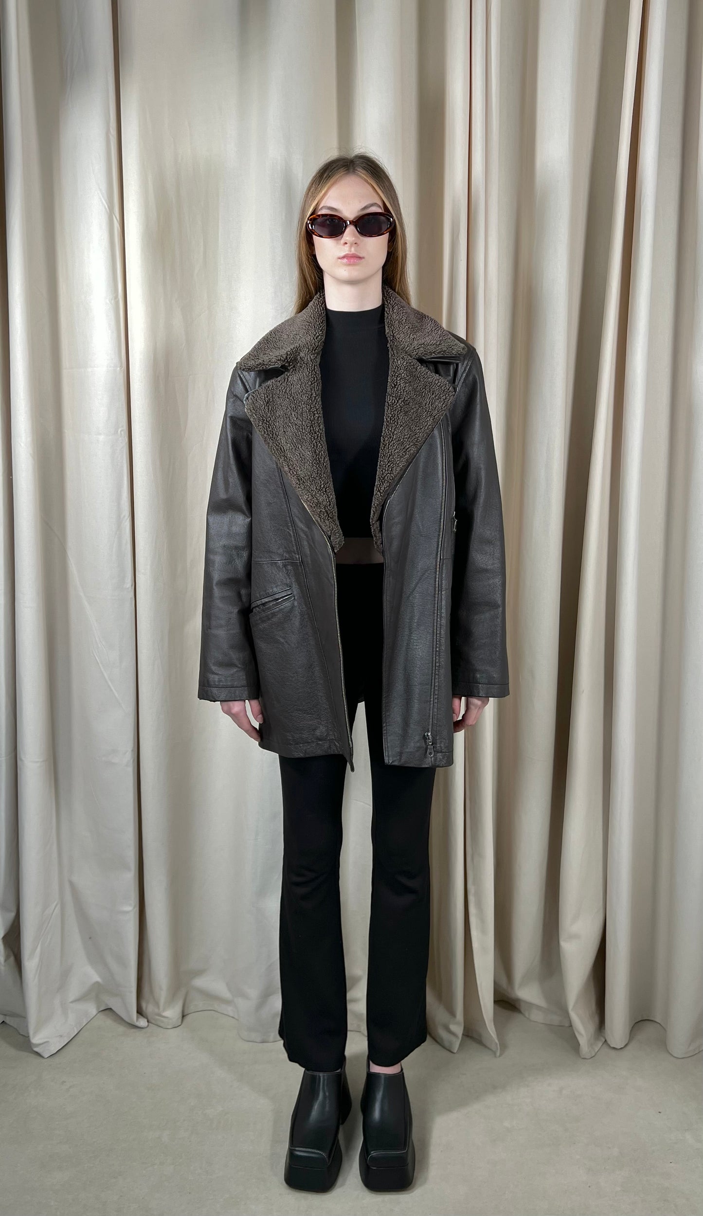 Biker jacket made of genuine leather