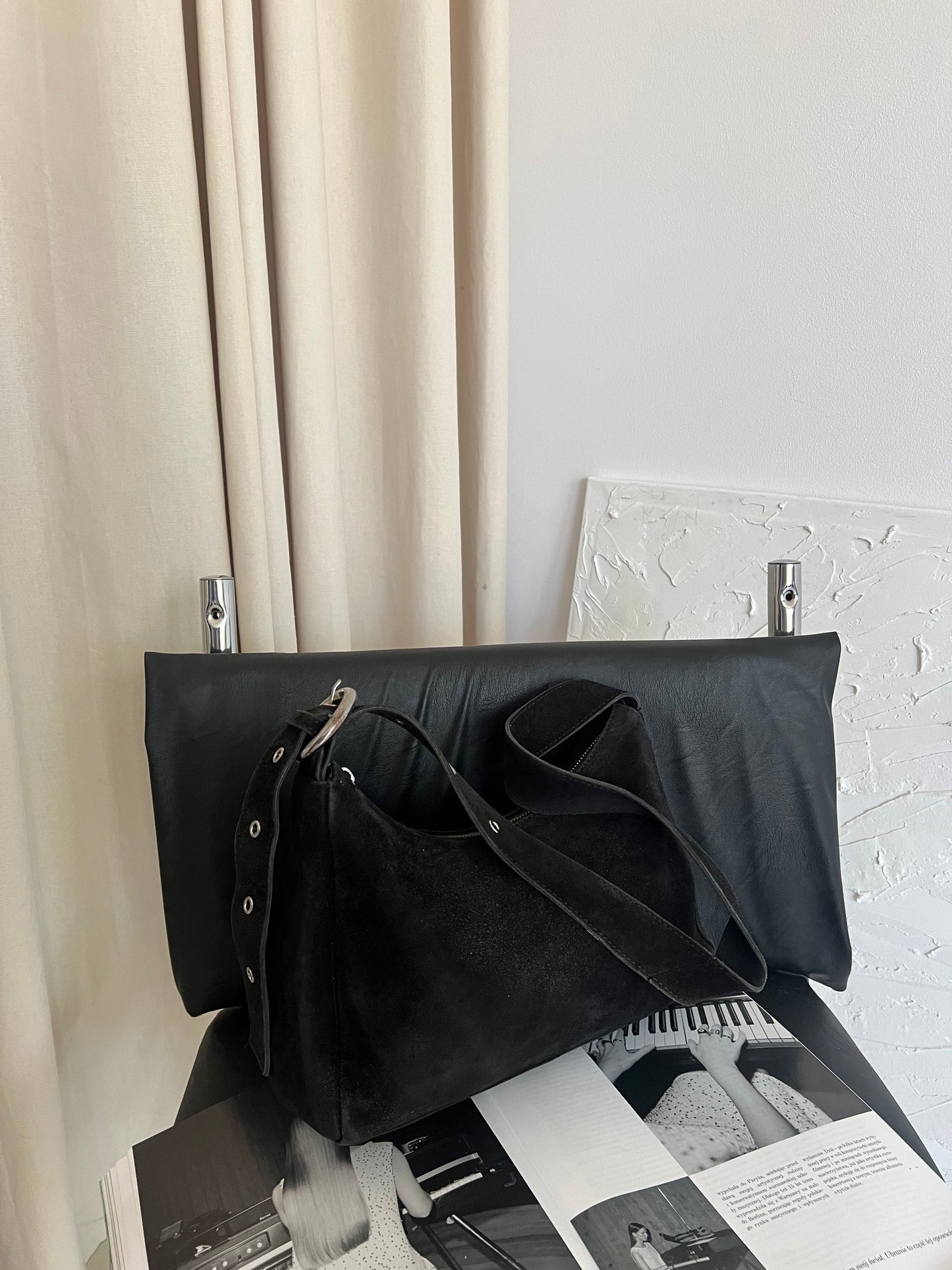 Black genuine leather bag